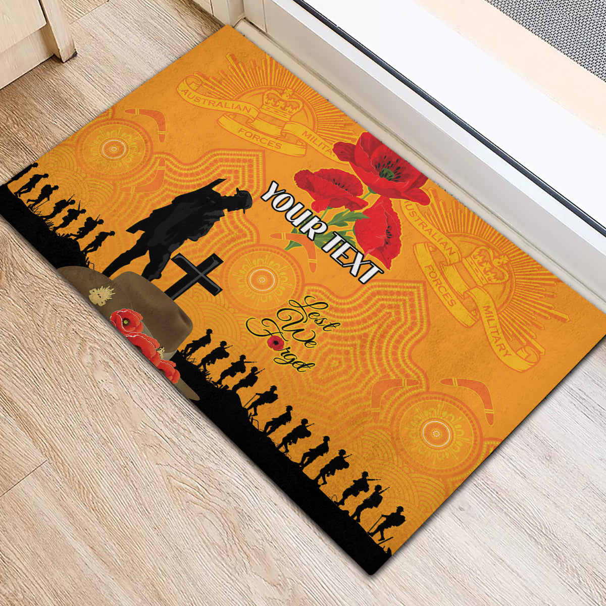 Australia Wallabies Rugby ANZAC Custom Rubber Doormat Gallipoli Soldier With Aboriginal Dots Art