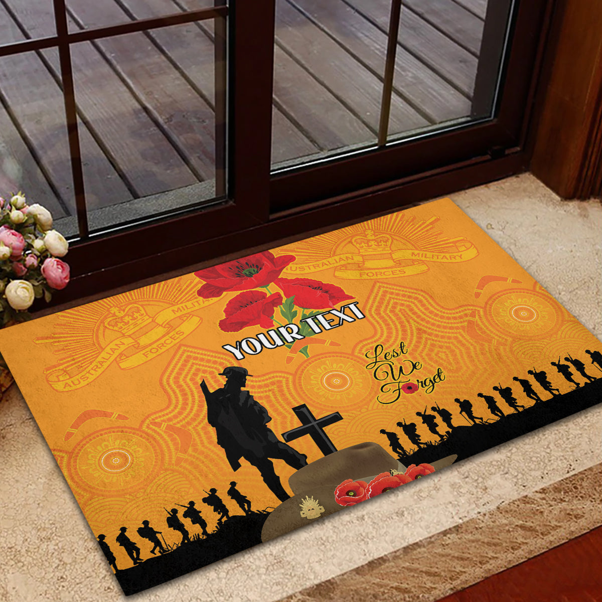 Australia Wallabies Rugby ANZAC Custom Rubber Doormat Gallipoli Soldier With Aboriginal Dots Art