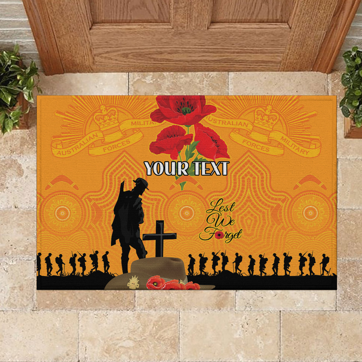 Australia Wallabies Rugby ANZAC Custom Rubber Doormat Gallipoli Soldier With Aboriginal Dots Art