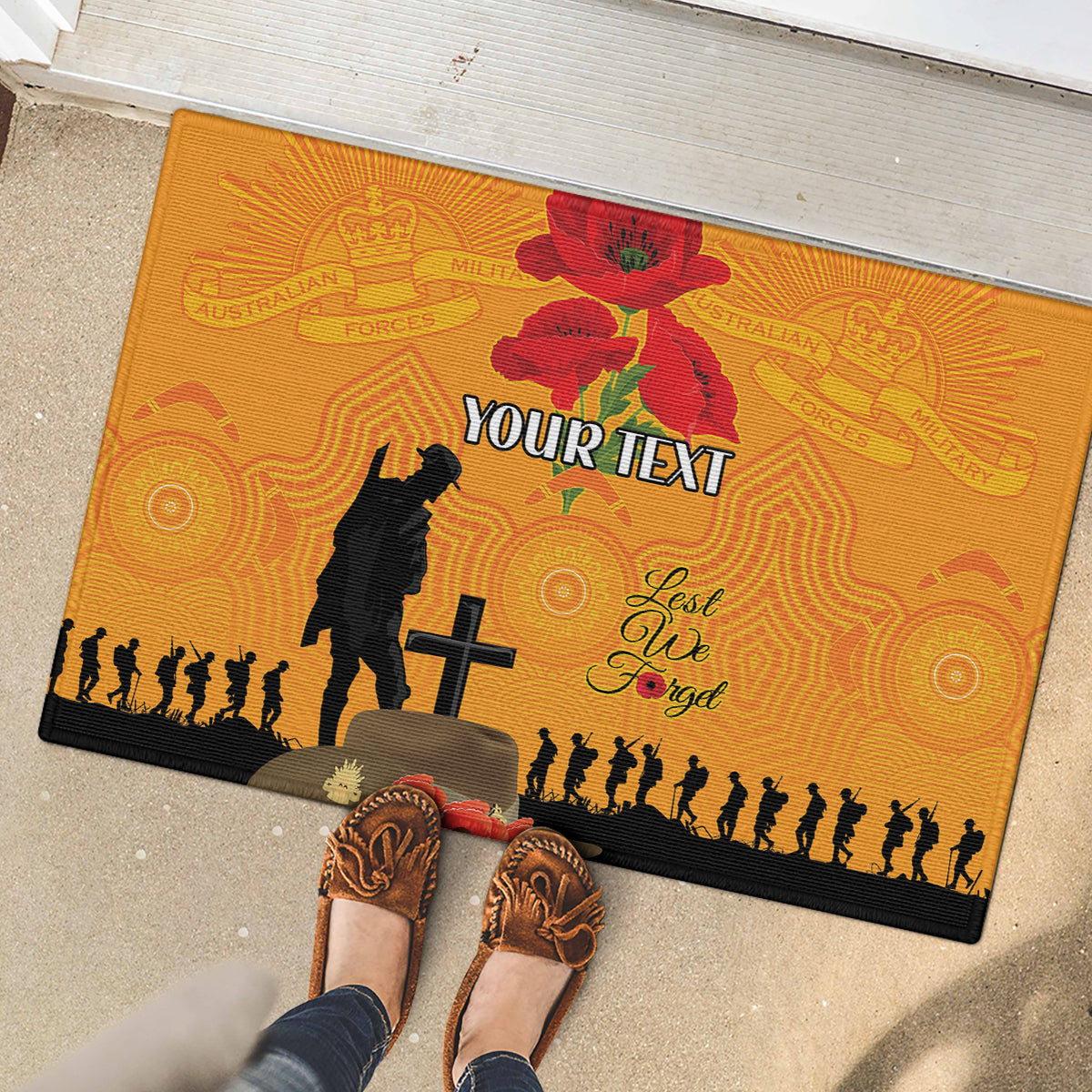 Australia Wallabies Rugby ANZAC Custom Rubber Doormat Gallipoli Soldier With Aboriginal Dots Art
