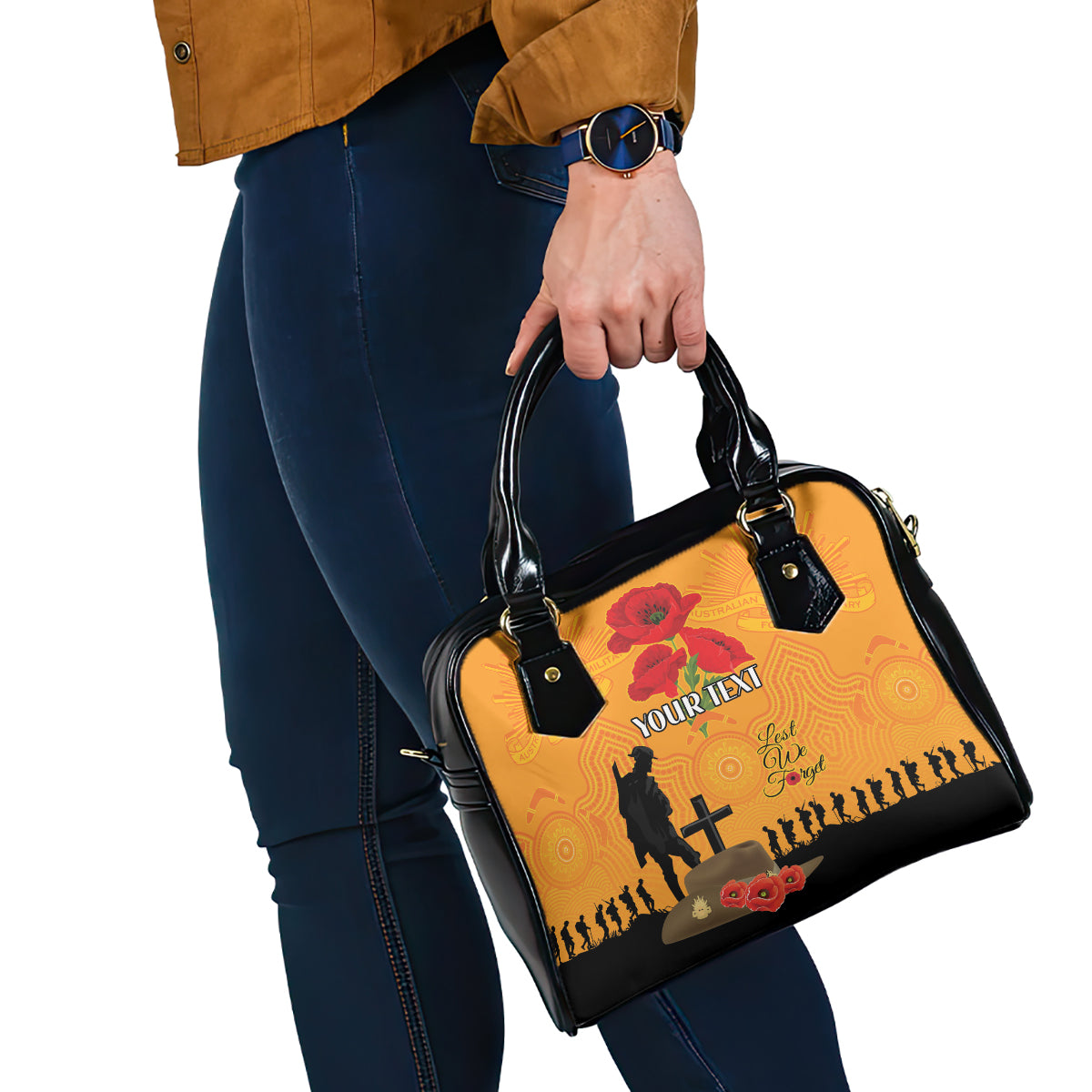 Australia Wallabies Rugby ANZAC Custom Shoulder Handbag Gallipoli Soldier With Aboriginal Dots Art - Vibe Hoodie Shop