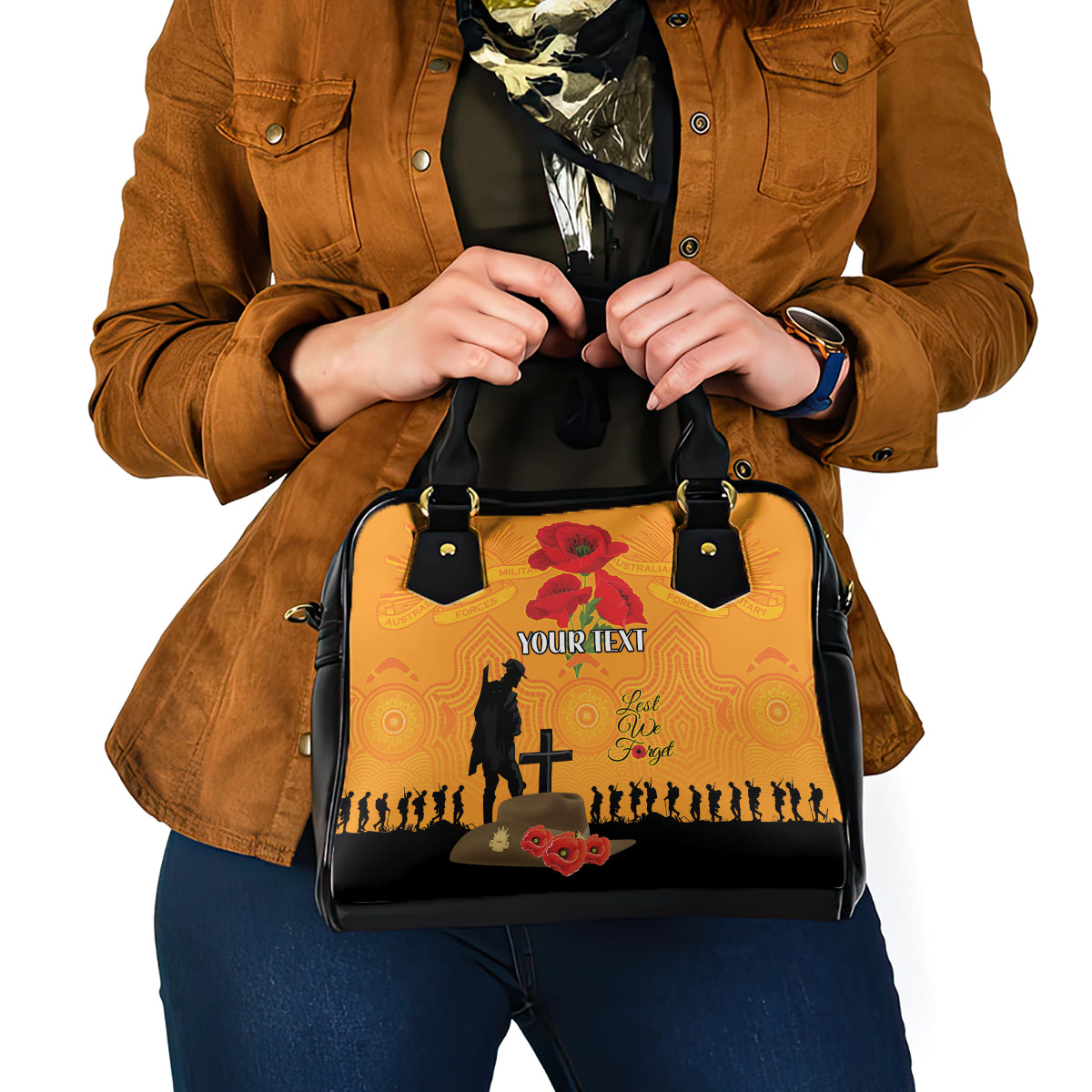 Australia Wallabies Rugby ANZAC Custom Shoulder Handbag Gallipoli Soldier With Aboriginal Dots Art - Vibe Hoodie Shop