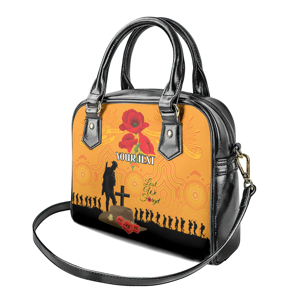 Australia Wallabies Rugby ANZAC Custom Shoulder Handbag Gallipoli Soldier With Aboriginal Dots Art - Vibe Hoodie Shop