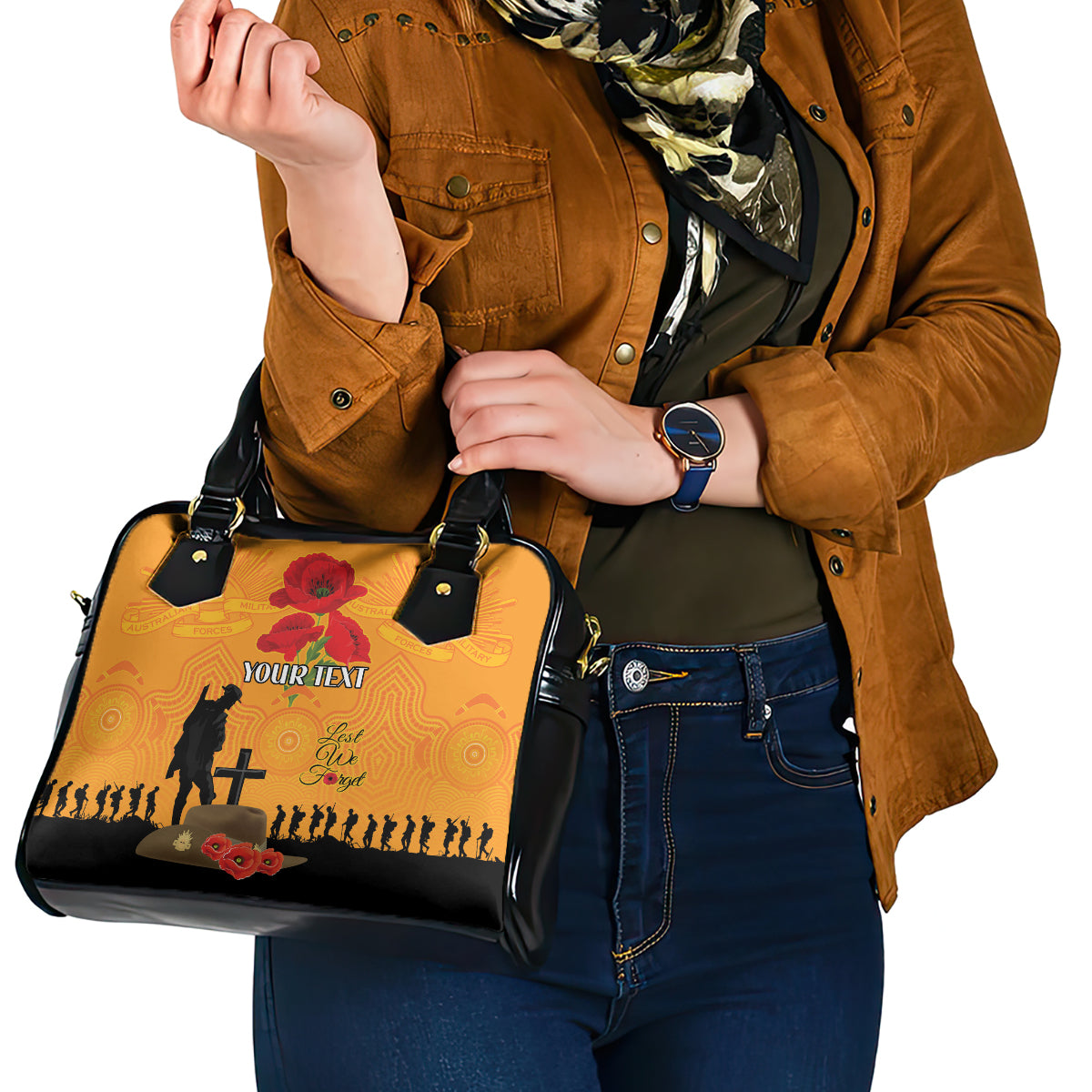 Australia Wallabies Rugby ANZAC Custom Shoulder Handbag Gallipoli Soldier With Aboriginal Dots Art - Vibe Hoodie Shop