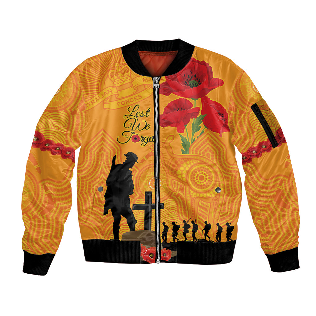 Australia Wallabies Rugby ANZAC Custom Sleeve Zip Bomber Jacket Gallipoli Soldier With Aboriginal Dots Art
