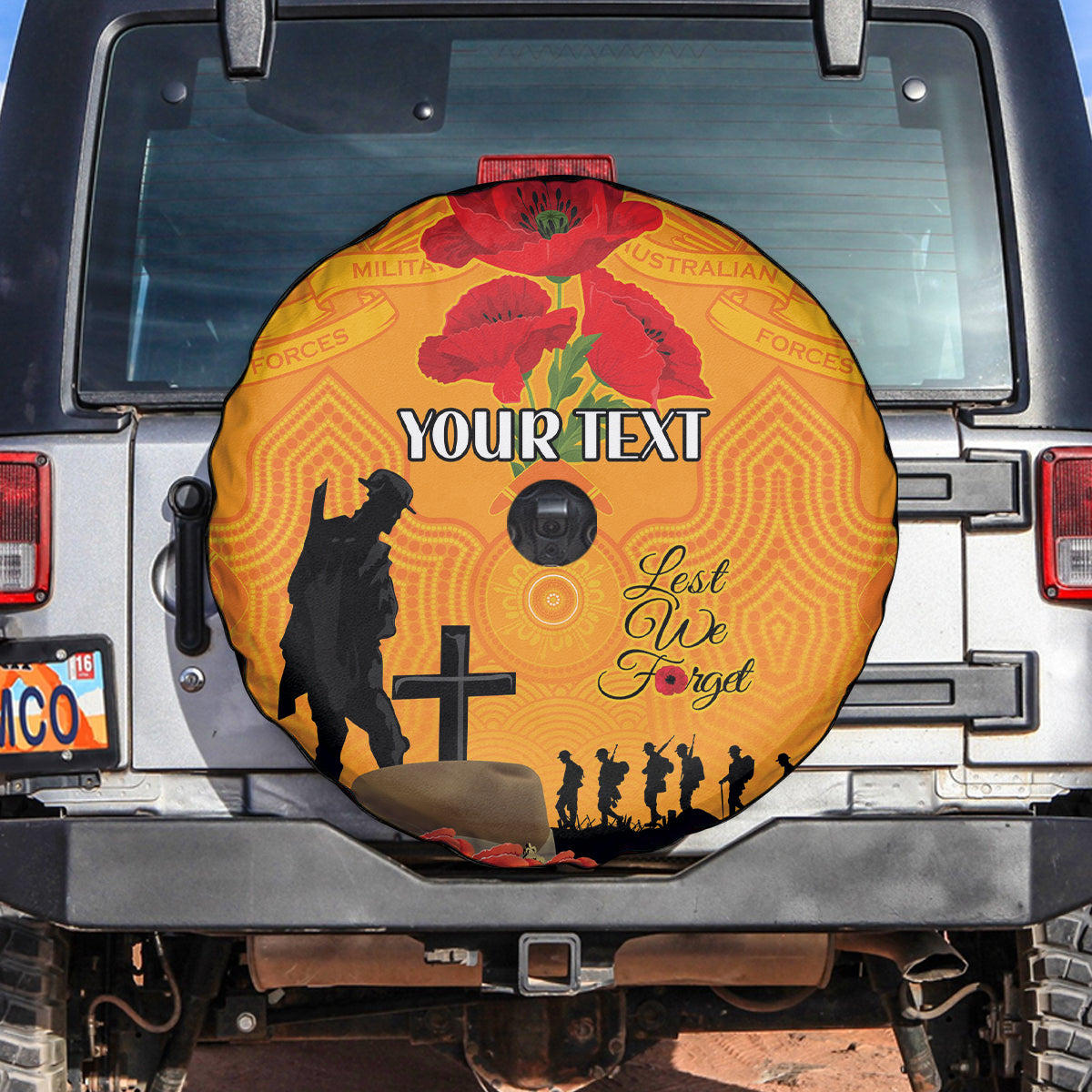 Australia Wallabies Rugby ANZAC Custom Spare Tire Cover Gallipoli Soldier With Aboriginal Dots Art - Vibe Hoodie Shop