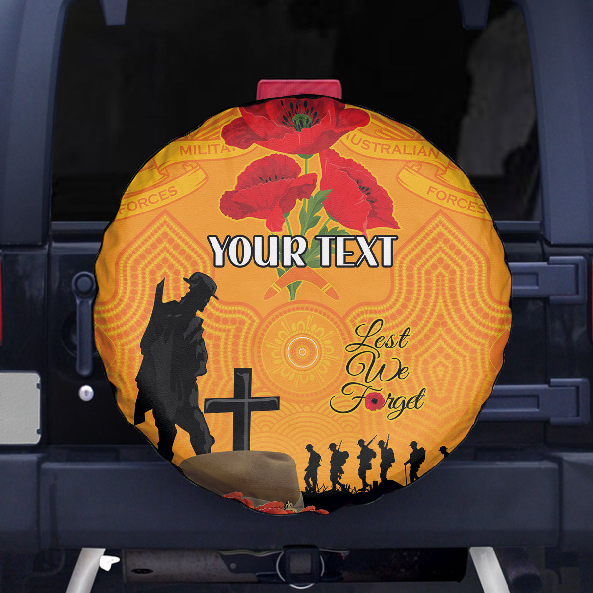 Australia Wallabies Rugby ANZAC Custom Spare Tire Cover Gallipoli Soldier With Aboriginal Dots Art - Vibe Hoodie Shop