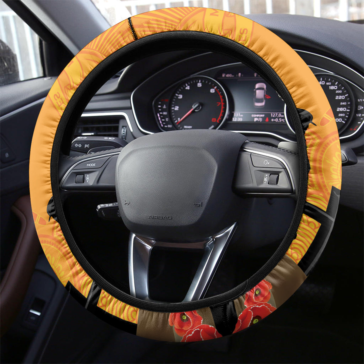 Australia Wallabies Rugby ANZAC Custom Steering Wheel Cover Gallipoli Soldier With Aboriginal Dots Art