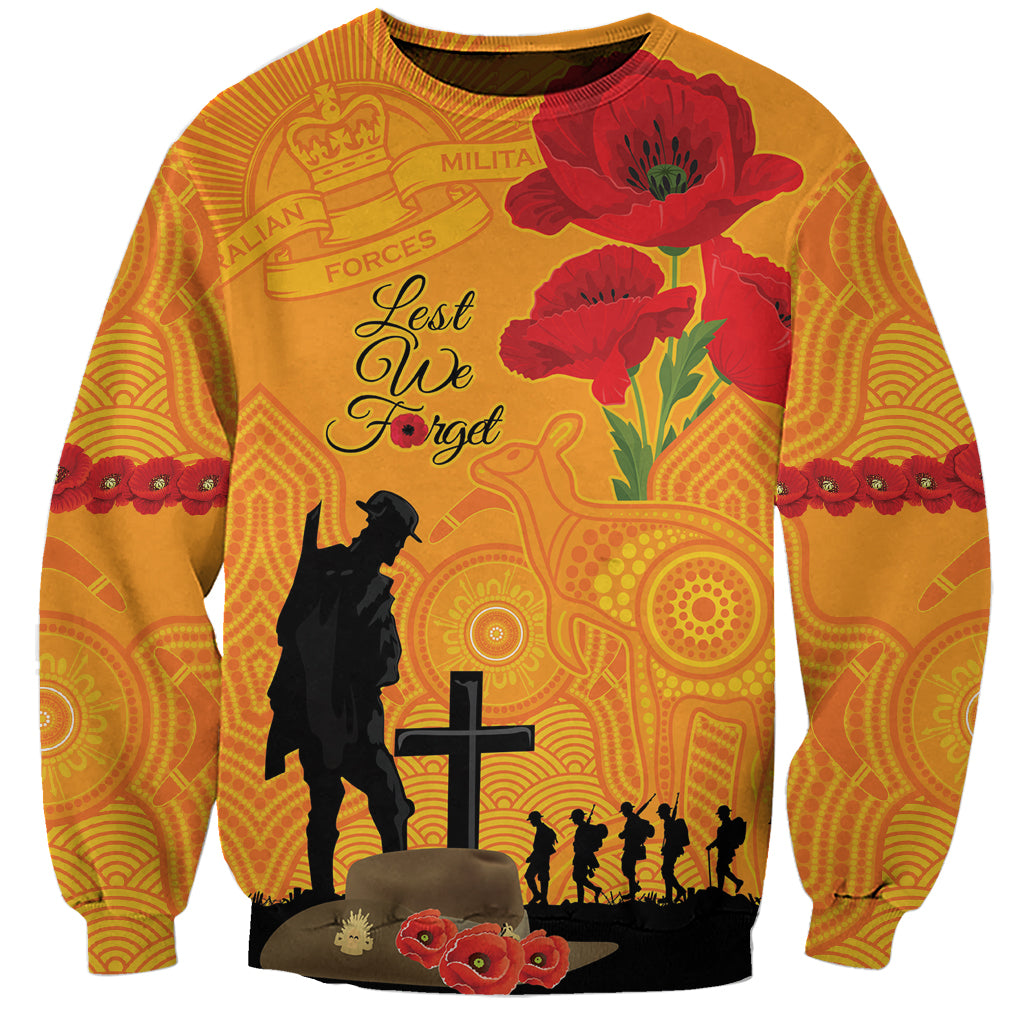 Australia Wallabies Rugby ANZAC Custom Sweatshirt Gallipoli Soldier With Aboriginal Dots Art - Vibe Hoodie Shop
