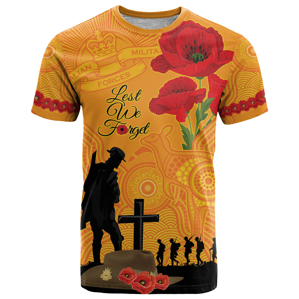 Australia Wallabies Rugby ANZAC Custom T Shirt Gallipoli Soldier With Aboriginal Dots Art LT9 - Vibe Hoodie Shop