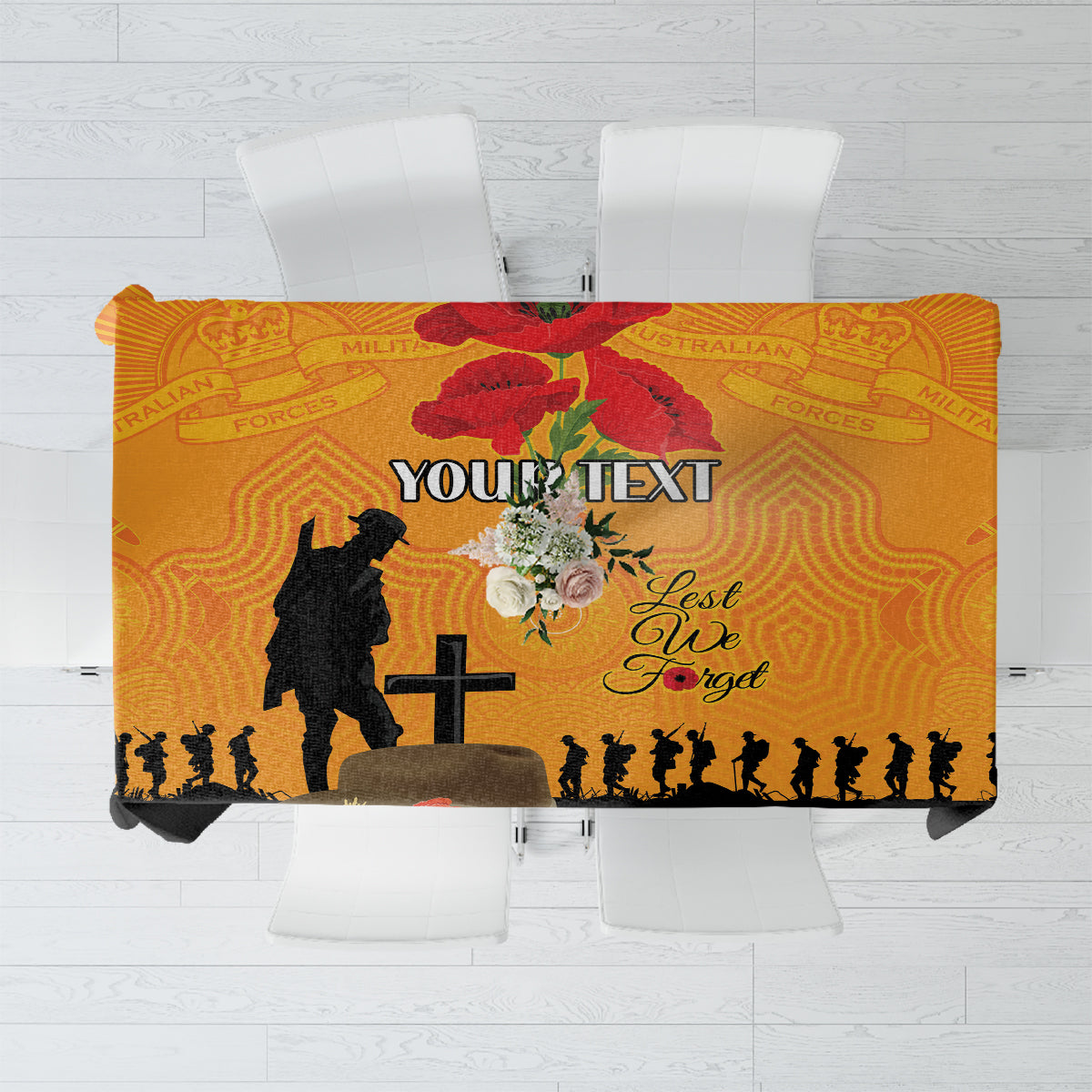 Australia Wallabies Rugby ANZAC Custom Tablecloth Gallipoli Soldier With Aboriginal Dots Art
