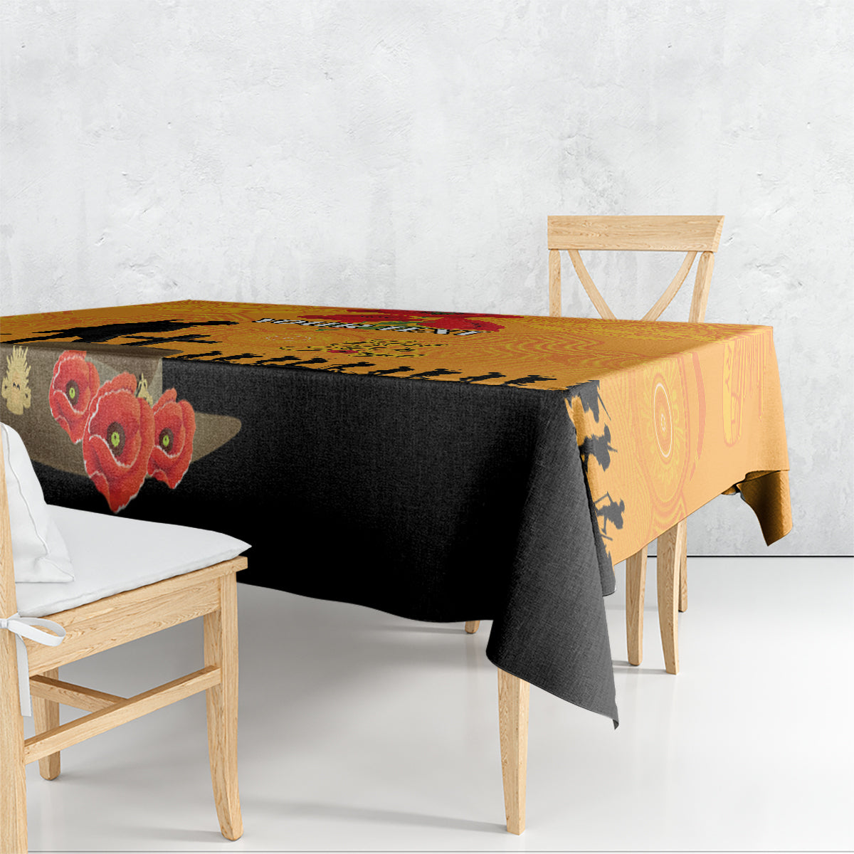 Australia Wallabies Rugby ANZAC Custom Tablecloth Gallipoli Soldier With Aboriginal Dots Art
