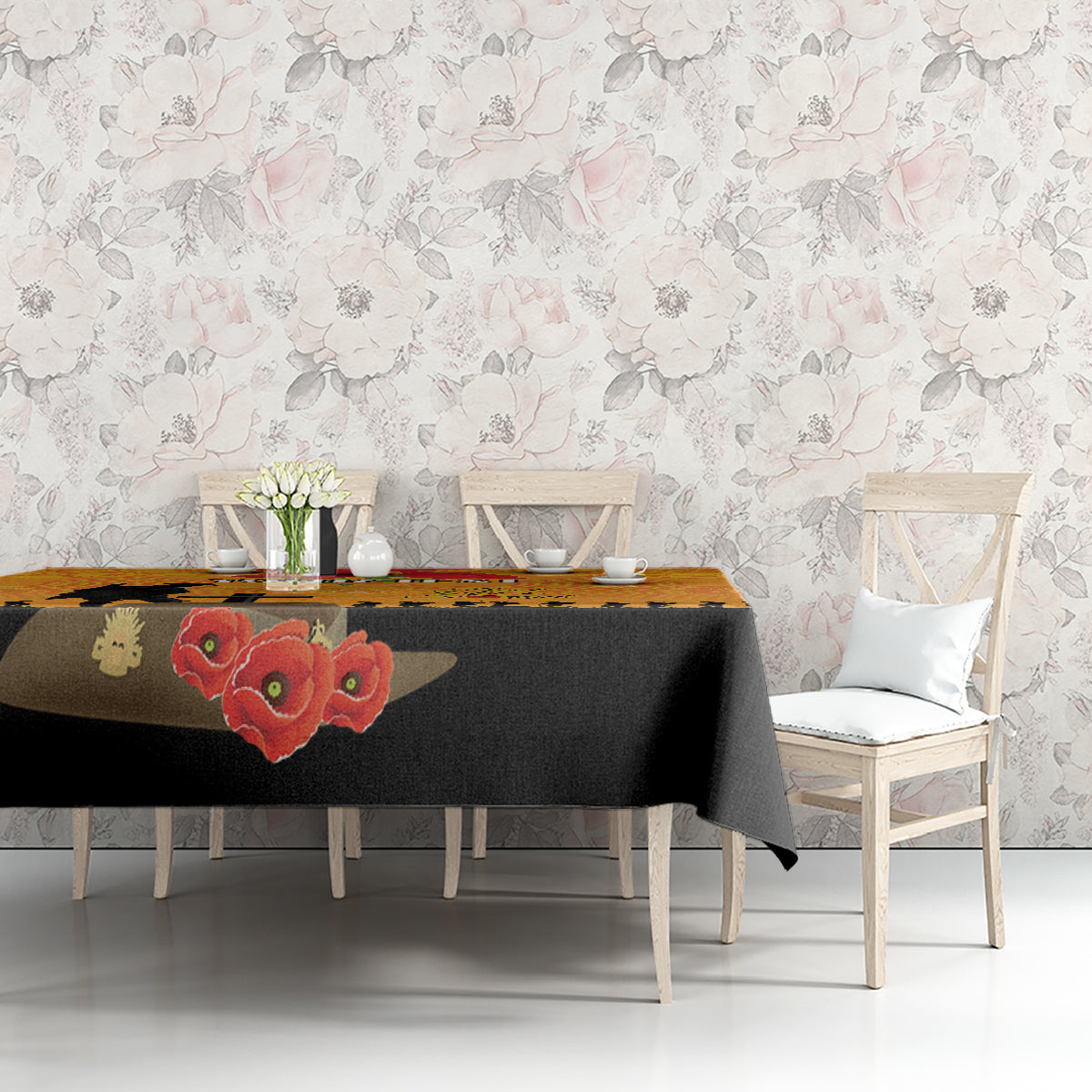 Australia Wallabies Rugby ANZAC Custom Tablecloth Gallipoli Soldier With Aboriginal Dots Art