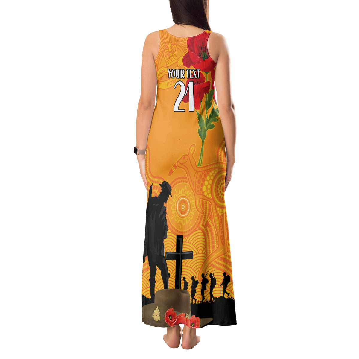 Australia Wallabies Rugby ANZAC Custom Tank Maxi Dress Gallipoli Soldier With Aboriginal Dots Art