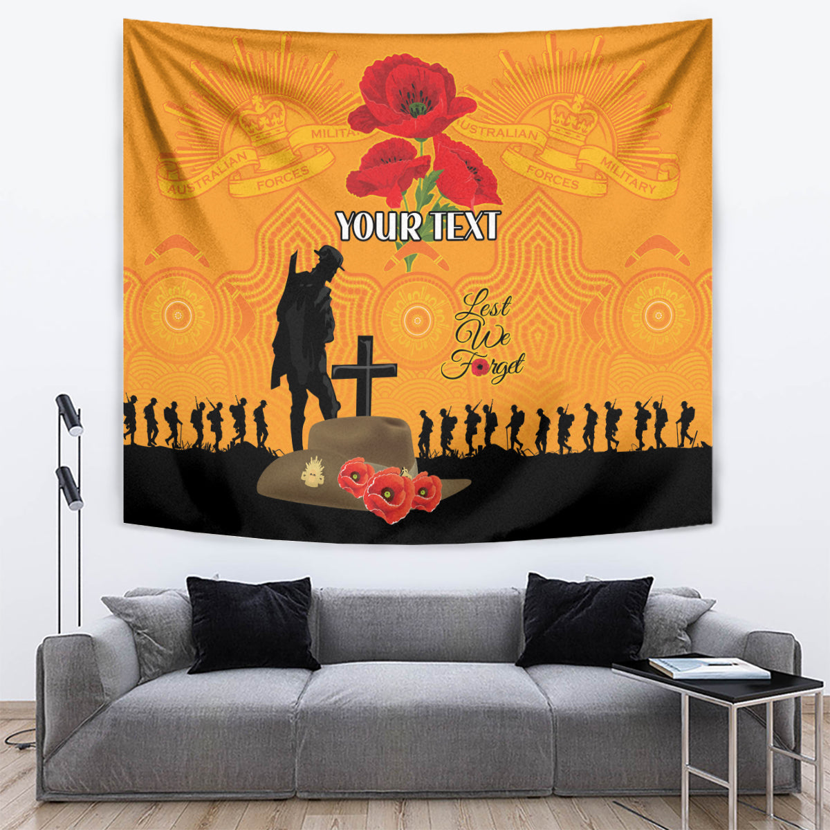 Australia Wallabies Rugby ANZAC Custom Tapestry Gallipoli Soldier With Aboriginal Dots Art - Vibe Hoodie Shop