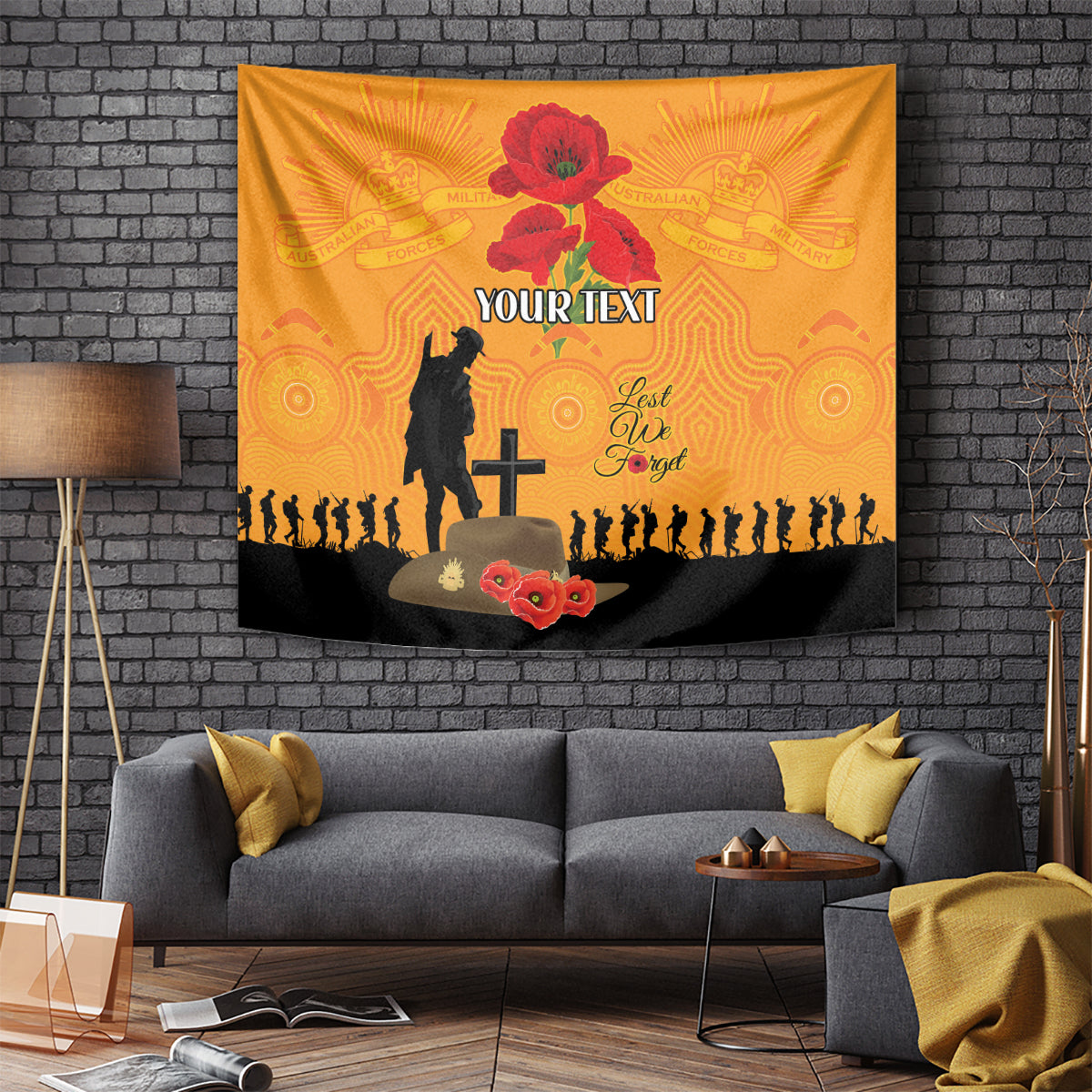 Australia Wallabies Rugby ANZAC Custom Tapestry Gallipoli Soldier With Aboriginal Dots Art - Vibe Hoodie Shop