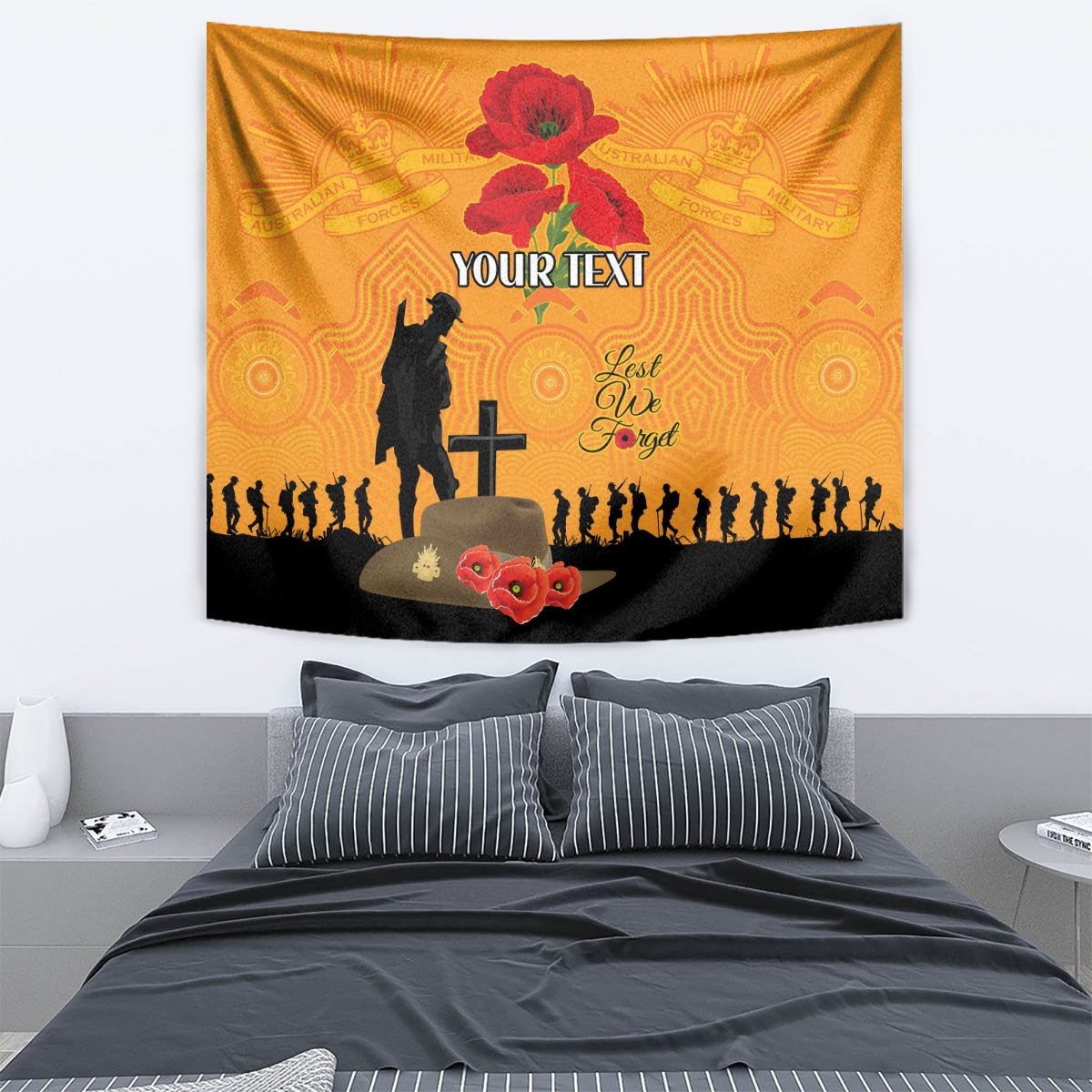 Australia Wallabies Rugby ANZAC Custom Tapestry Gallipoli Soldier With Aboriginal Dots Art - Vibe Hoodie Shop