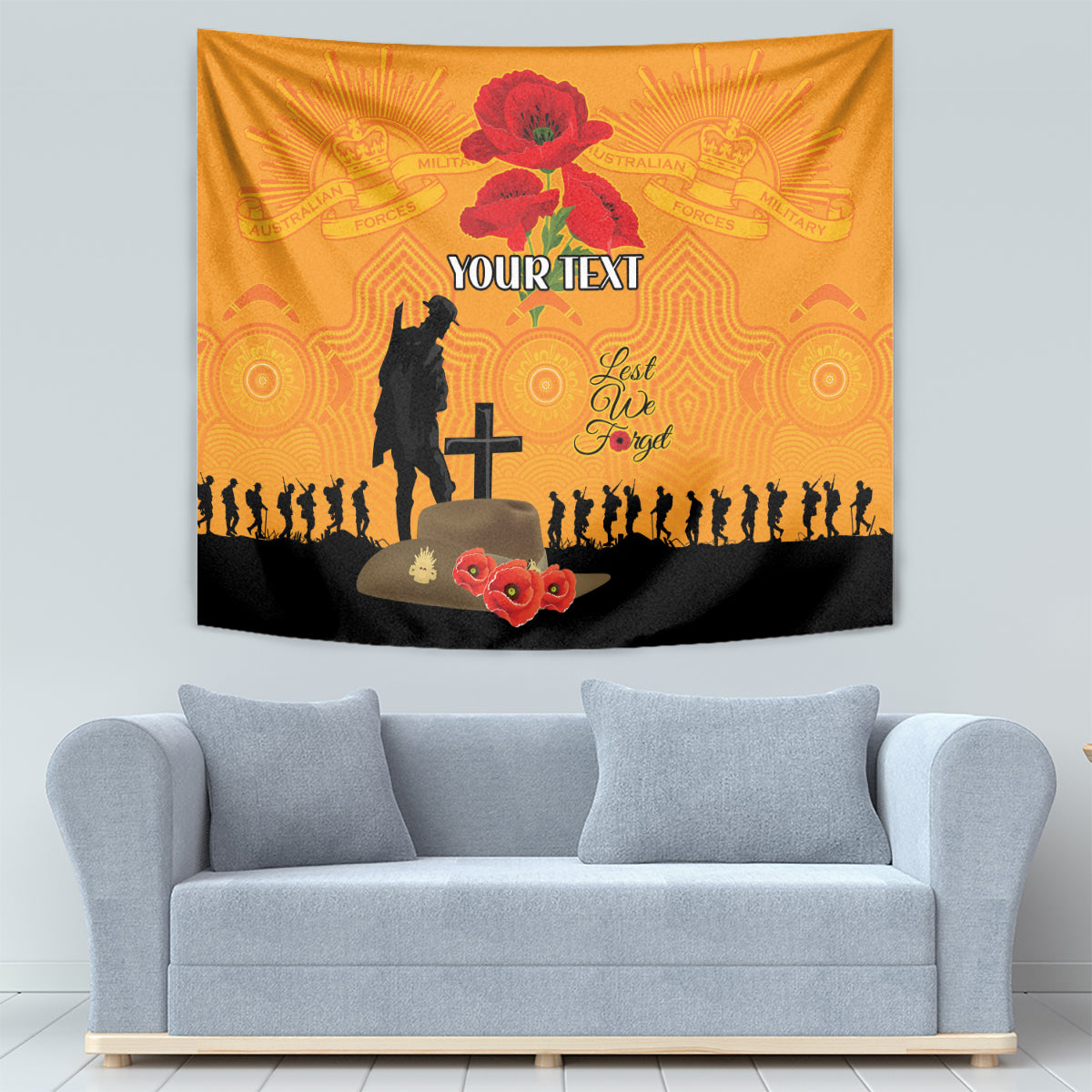 Australia Wallabies Rugby ANZAC Custom Tapestry Gallipoli Soldier With Aboriginal Dots Art - Vibe Hoodie Shop