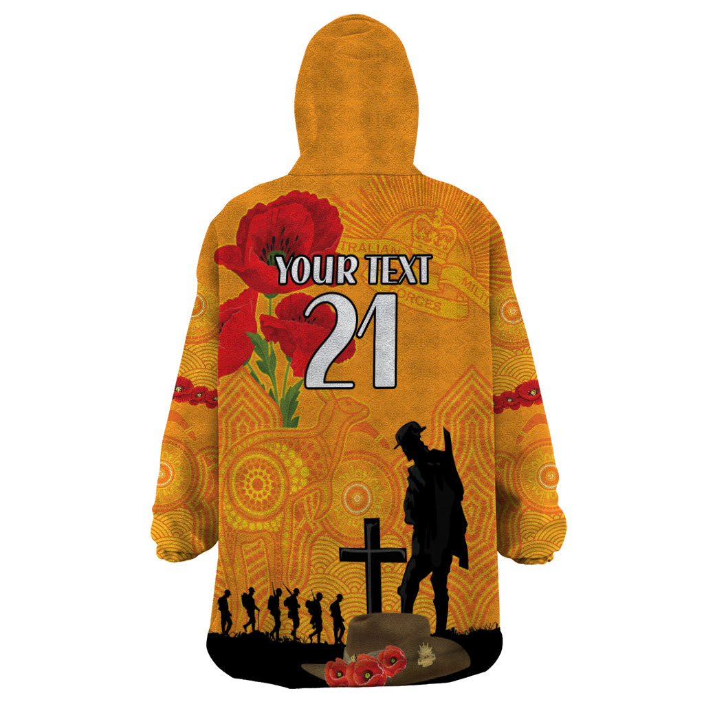 Australia Wallabies Rugby ANZAC Custom Wearable Blanket Hoodie Gallipoli Soldier With Aboriginal Dots Art - Vibe Hoodie Shop