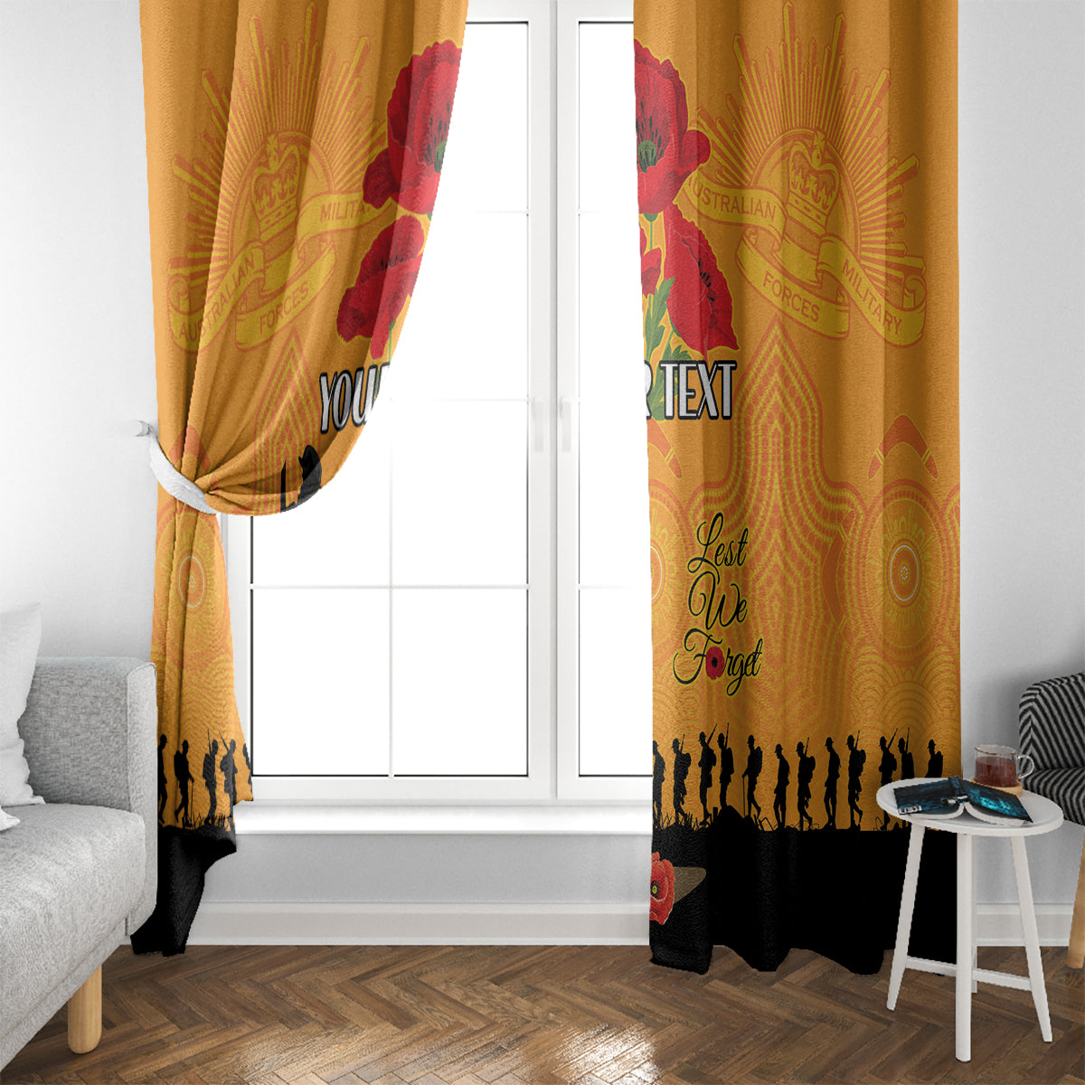 Australia Wallabies Rugby ANZAC Custom Window Curtain Gallipoli Soldier With Aboriginal Dots Art