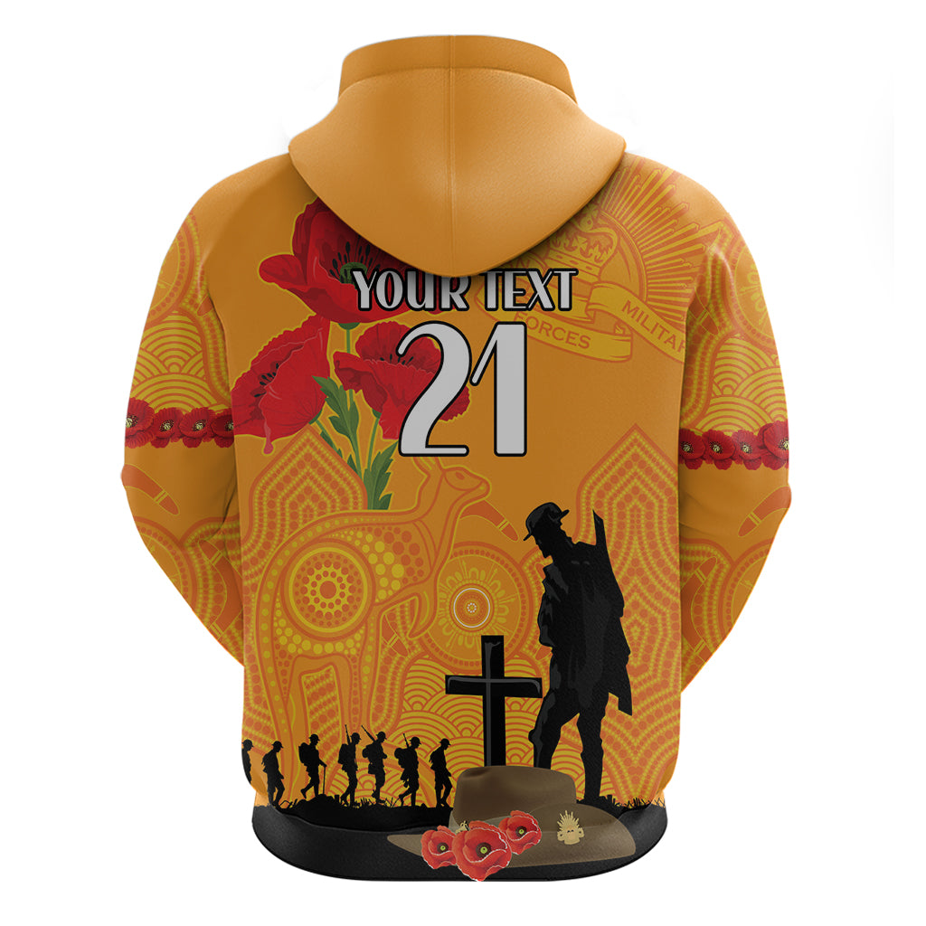 Australia Wallabies Rugby ANZAC Custom Zip Hoodie Gallipoli Soldier With Aboriginal Dots Art - Vibe Hoodie Shop