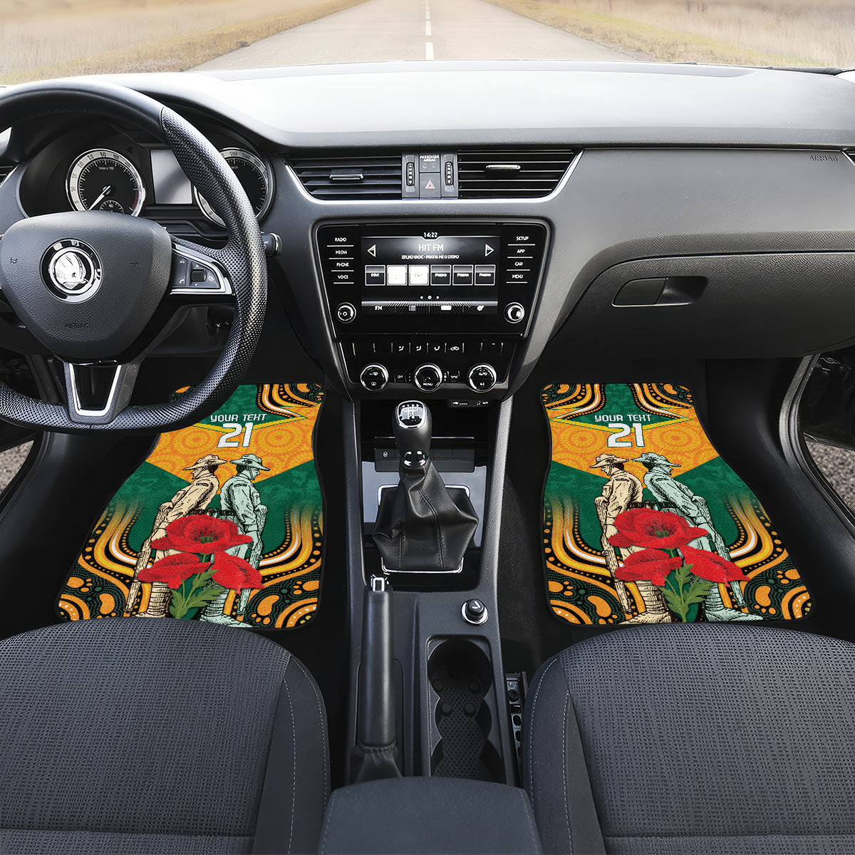 Australia Wallabies Rugby ANZAC Custom Car Mats Poppy Soldier With Aboriginal Dots Art
