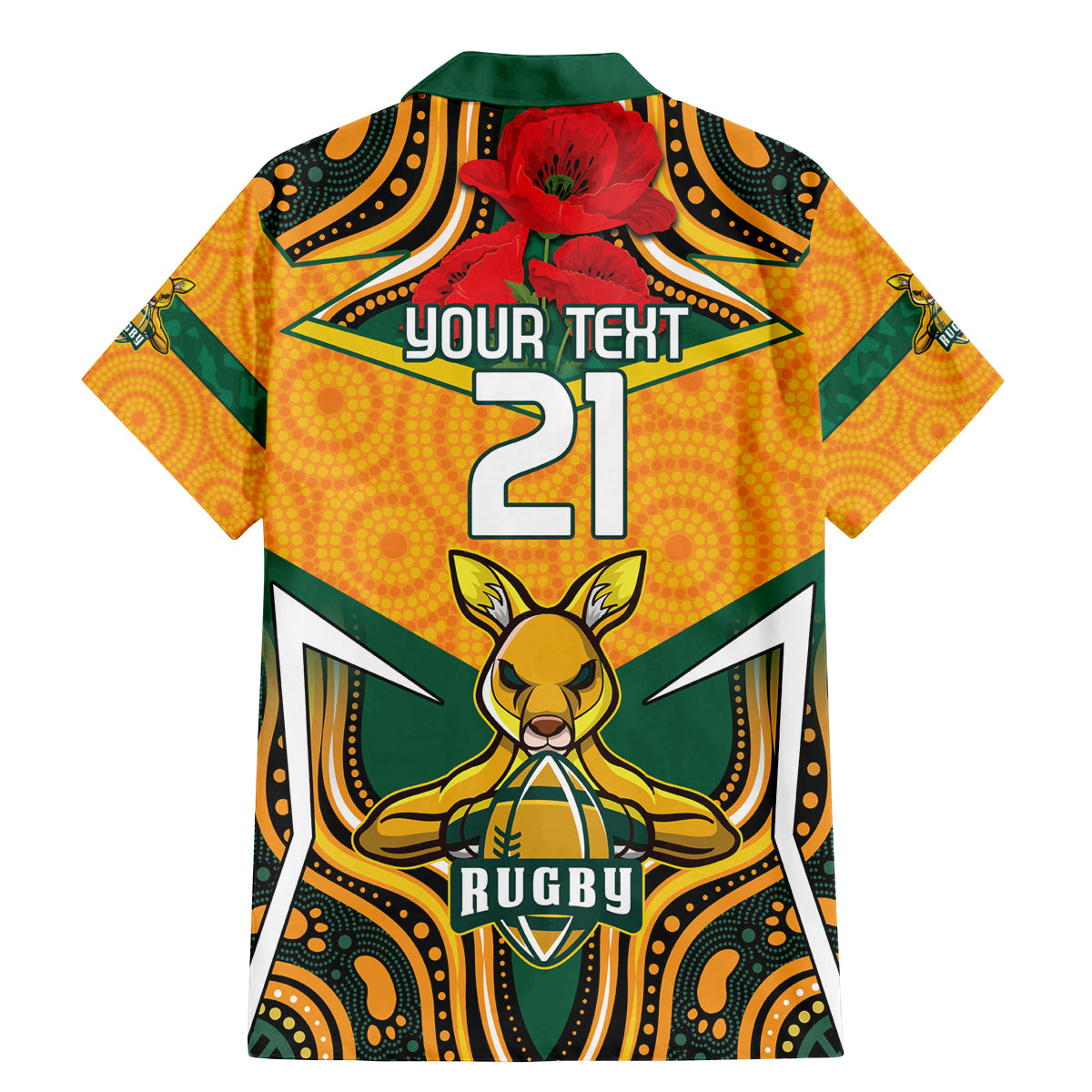 Australia Wallabies Rugby ANZAC Custom Family Matching Mermaid Dress and Hawaiian Shirt Poppy Soldier With Aboriginal Dots Art