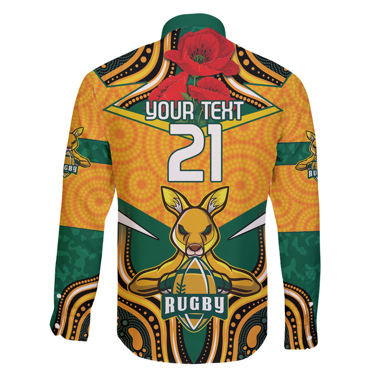 Australia Wallabies Rugby ANZAC Custom Family Matching Off Shoulder Long Sleeve Dress and Hawaiian Shirt Poppy Soldier With Aboriginal Dots Art