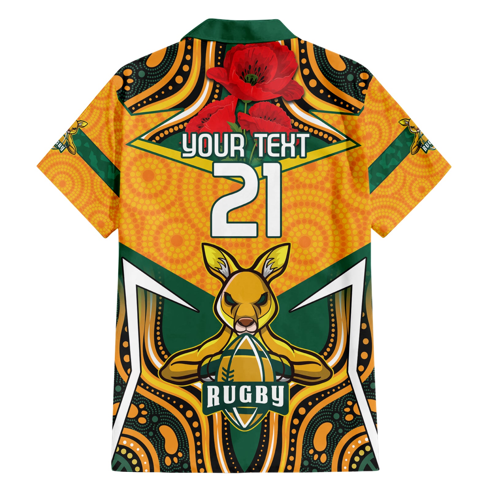 Australia Wallabies Rugby ANZAC Custom Family Matching Short Sleeve Bodycon Dress and Hawaiian Shirt Poppy Soldier With Aboriginal Dots Art