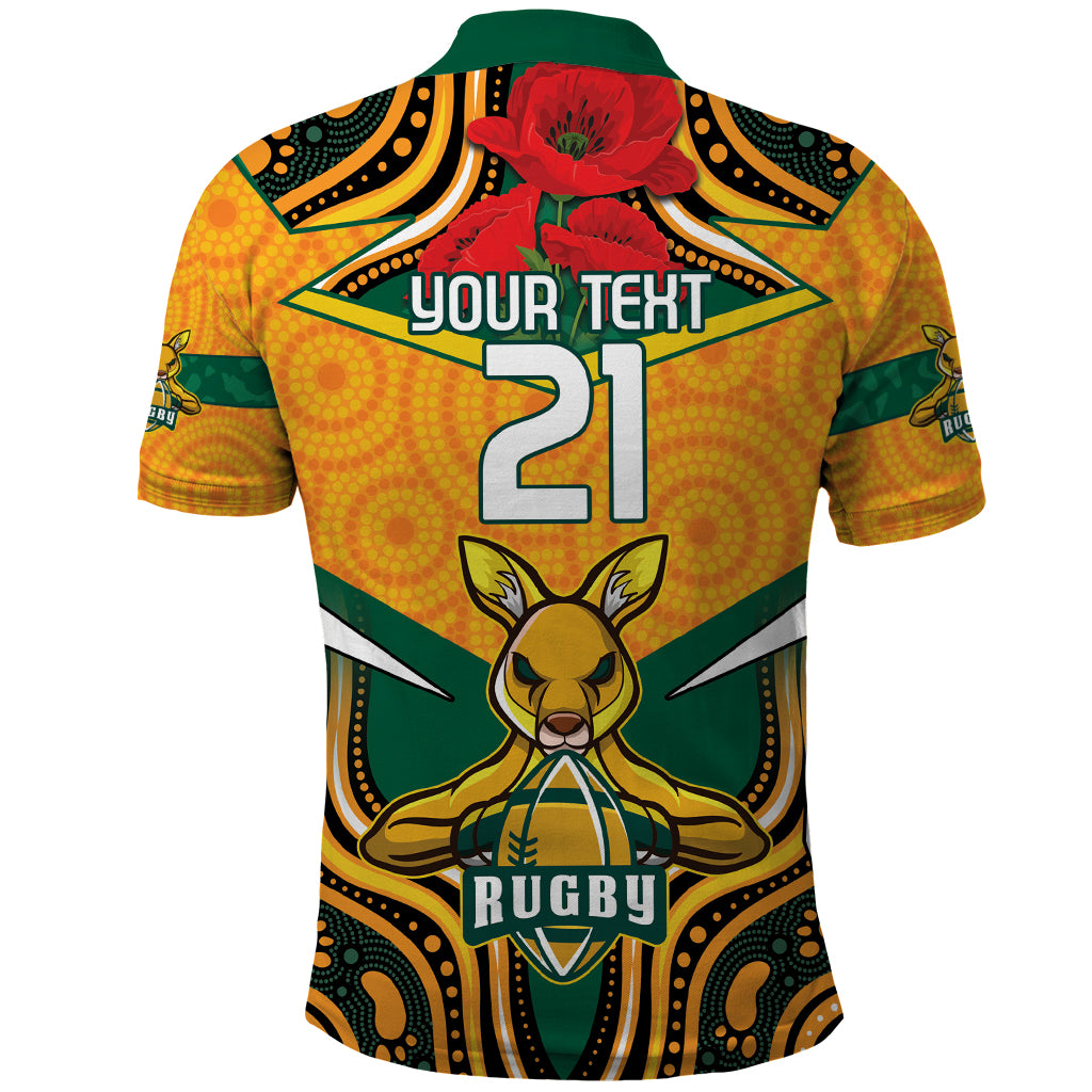 Australia Wallabies Rugby ANZAC Custom Polo Shirt Poppy Soldier With Aboriginal Dots Art LT9 - Vibe Hoodie Shop
