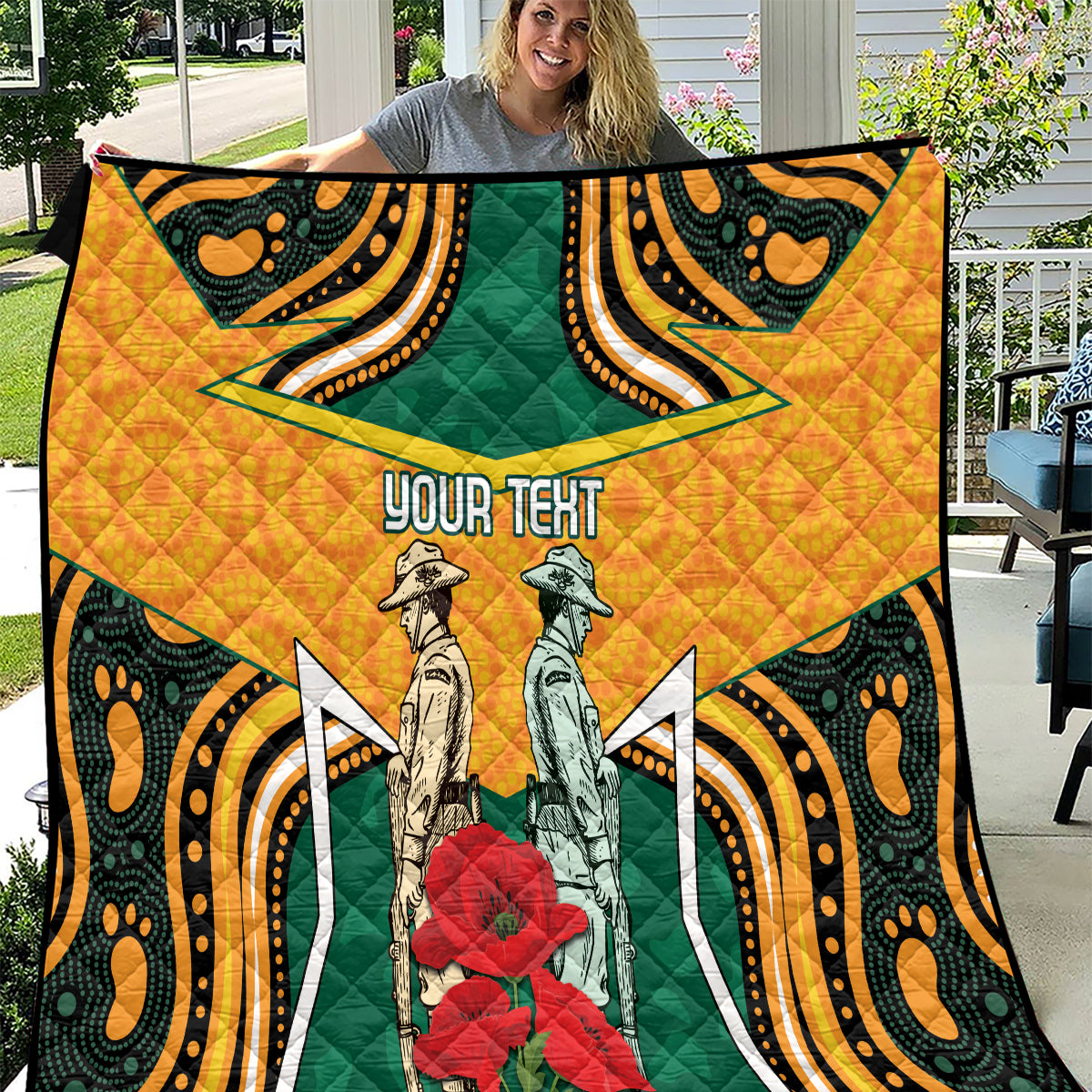 Australia Wallabies Rugby ANZAC Custom Quilt Poppy Soldier With Aboriginal Dots Art - Vibe Hoodie Shop