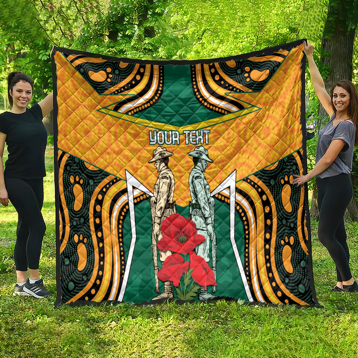 Australia Wallabies Rugby ANZAC Custom Quilt Poppy Soldier With Aboriginal Dots Art - Vibe Hoodie Shop