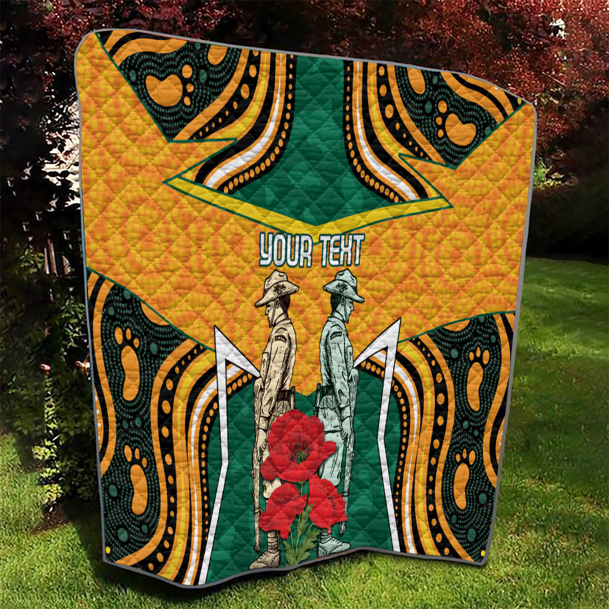 Australia Wallabies Rugby ANZAC Custom Quilt Poppy Soldier With Aboriginal Dots Art - Vibe Hoodie Shop