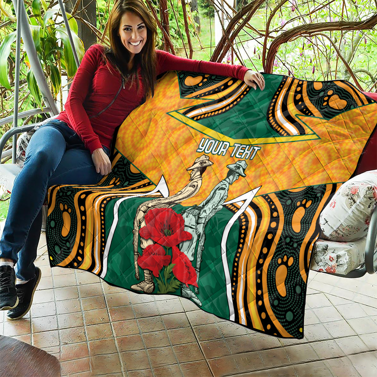 Australia Wallabies Rugby ANZAC Custom Quilt Poppy Soldier With Aboriginal Dots Art - Vibe Hoodie Shop