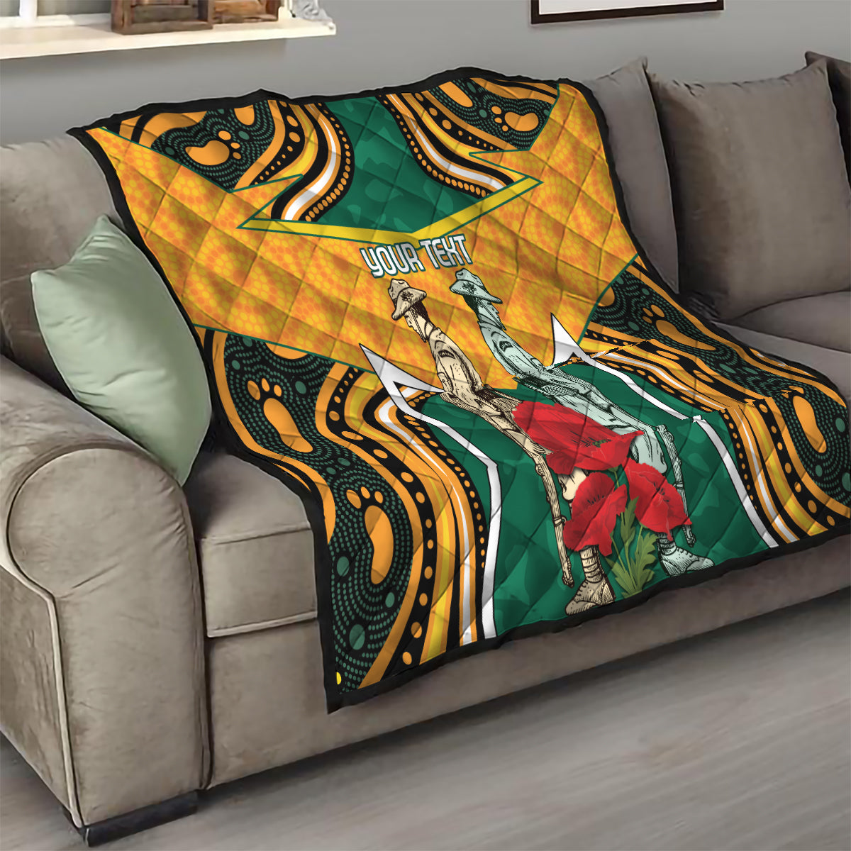 Australia Wallabies Rugby ANZAC Custom Quilt Poppy Soldier With Aboriginal Dots Art - Vibe Hoodie Shop