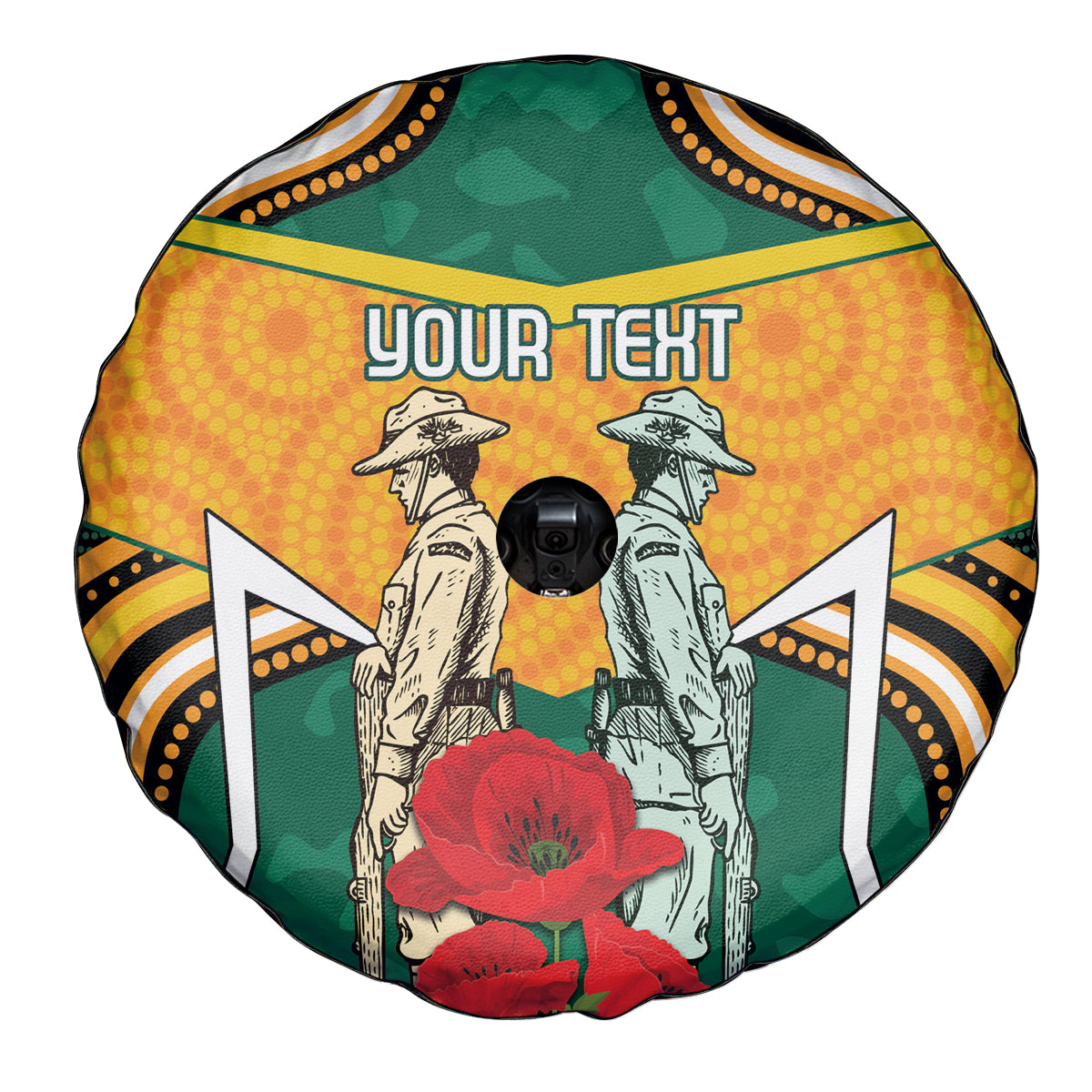 Australia Wallabies Rugby ANZAC Custom Spare Tire Cover Poppy Soldier With Aboriginal Dots Art - Vibe Hoodie Shop