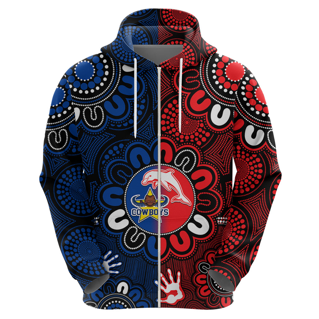 NRL Dolphins Combine Cowboys Rugby Hoodie Indigenous Aboriginal Style LT9 - Vibe Hoodie Shop
