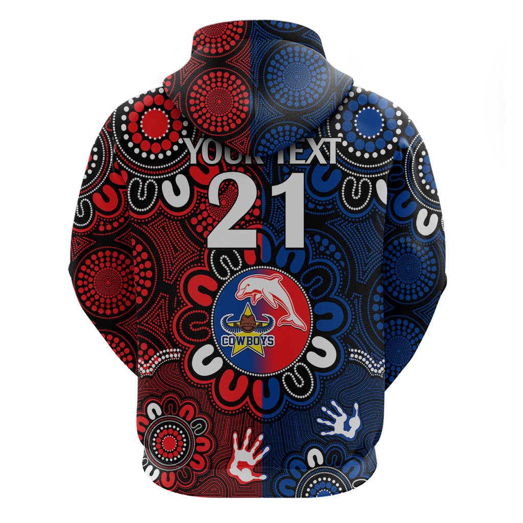 (Custom Text And Number) NRL Dolphins Combine Cowboys Rugby Hoodie Indigenous Aboriginal Style LT9 - Vibe Hoodie Shop