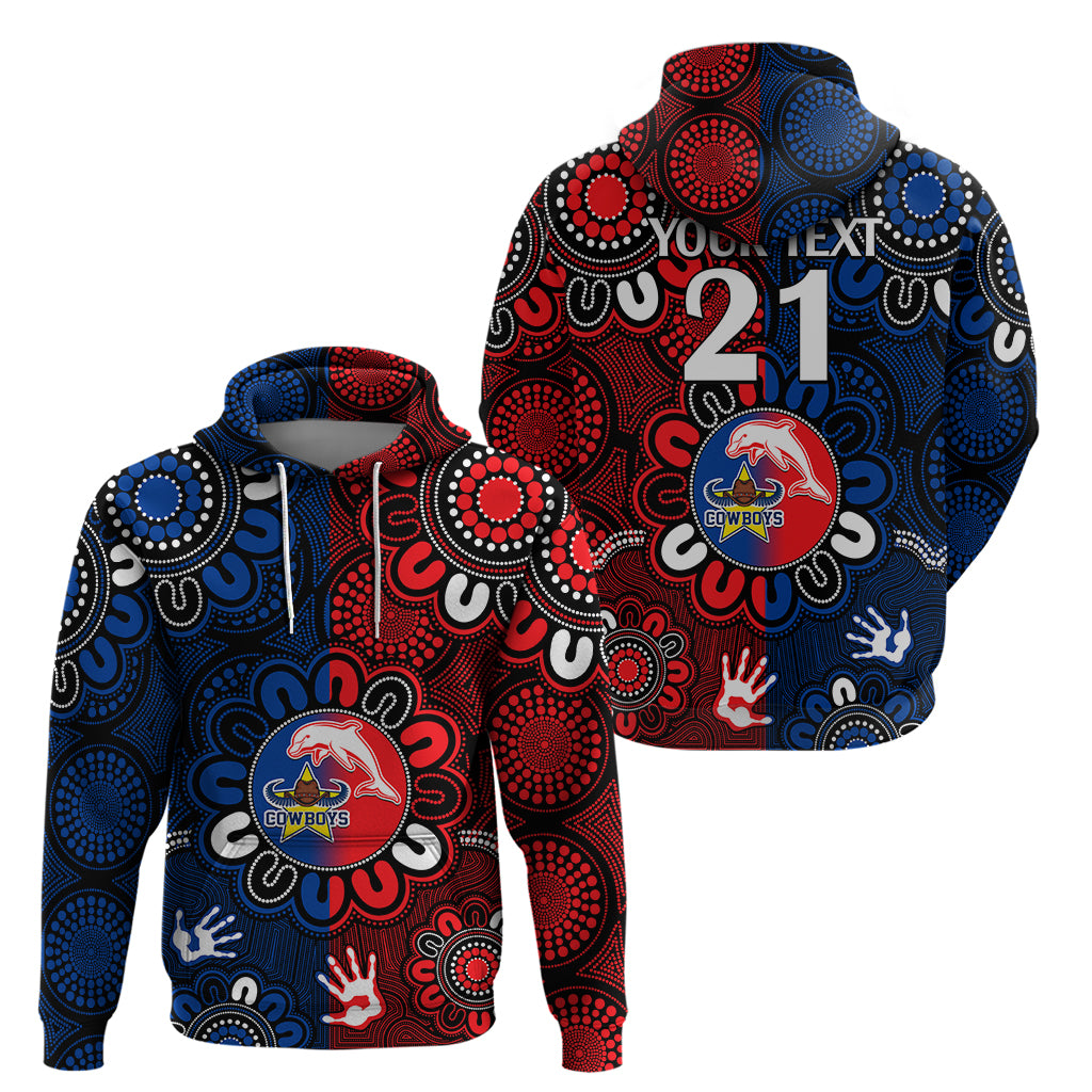 (Custom Text And Number) NRL Dolphins Combine Cowboys Rugby Hoodie Indigenous Aboriginal Style LT9 - Vibe Hoodie Shop