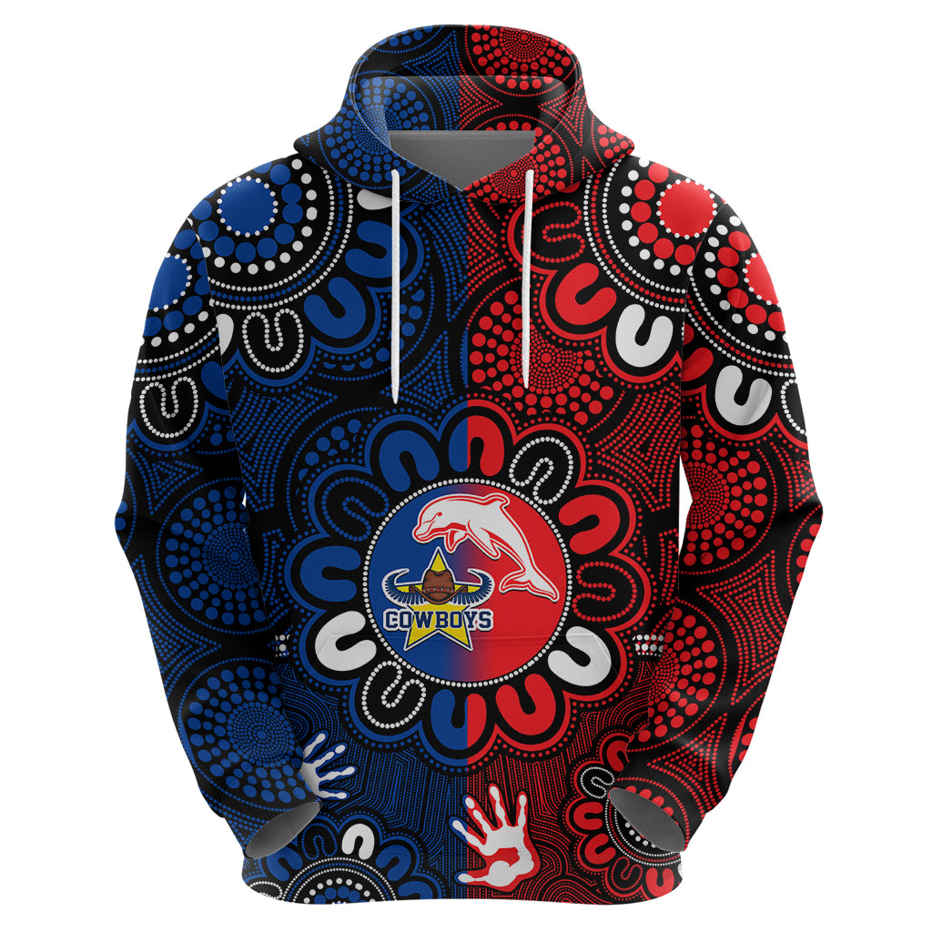 (Custom Text And Number) NRL Dolphins Combine Cowboys Rugby Hoodie Indigenous Aboriginal Style LT9 - Vibe Hoodie Shop