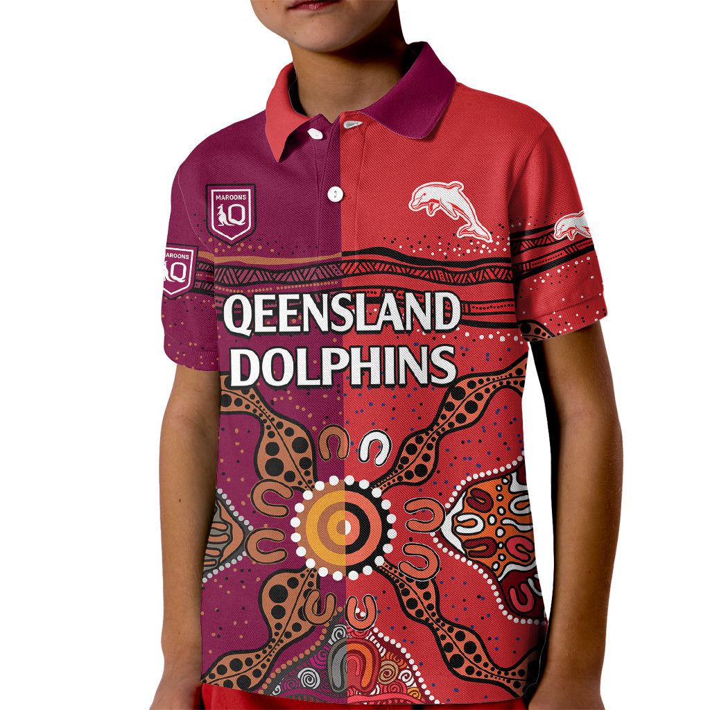 nrl-dolphins-combine-queensland-origin-kid-polo-shirt-aboriginal-2023