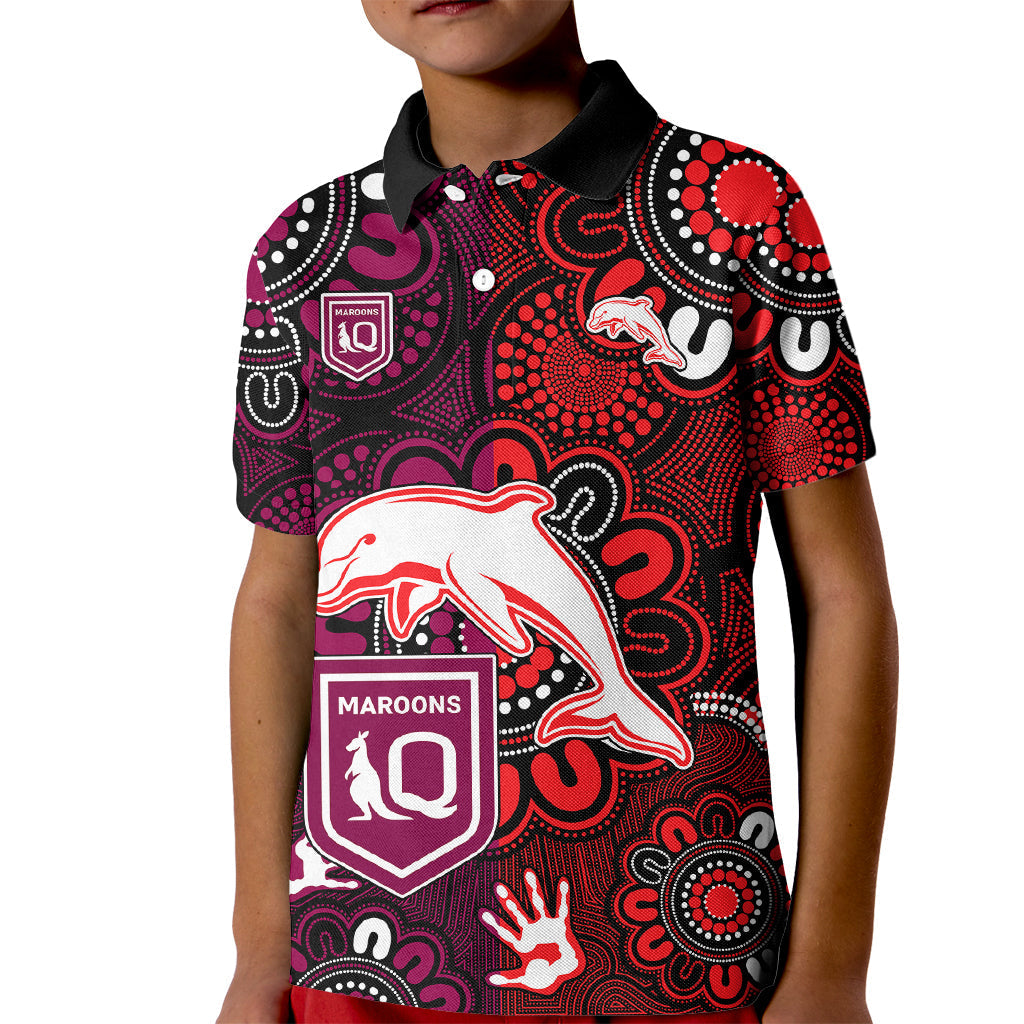 nrl-dolphins-combine-queensland-origin-kid-polo-shirt-indigenous-aboriginal-style