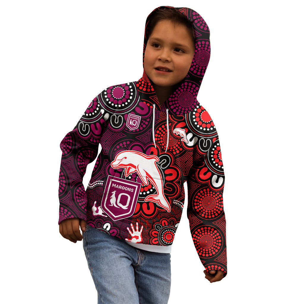 custom-text-and-number-nrl-dolphins-combine-queensland-origin-kid-hoodie-indigenous-aboriginal-style