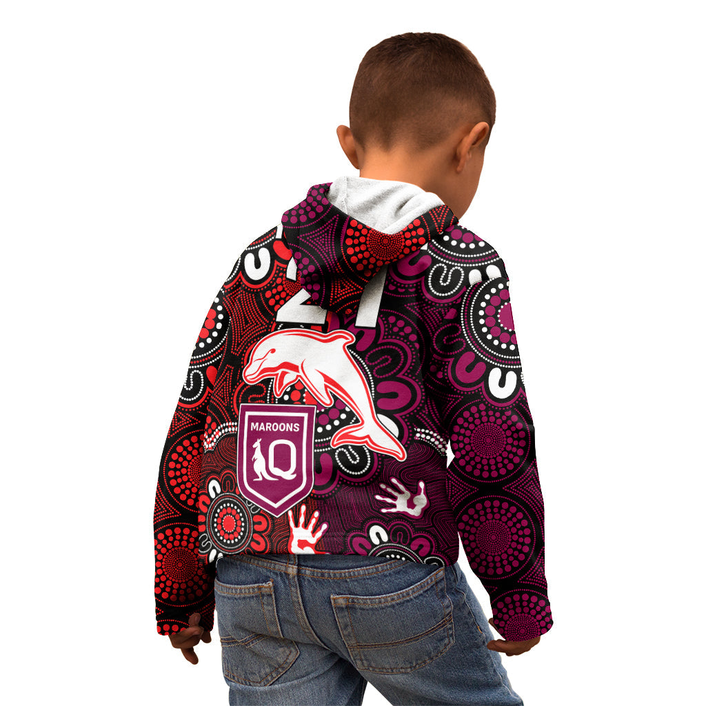 custom-text-and-number-nrl-dolphins-combine-queensland-origin-kid-hoodie-indigenous-aboriginal-style