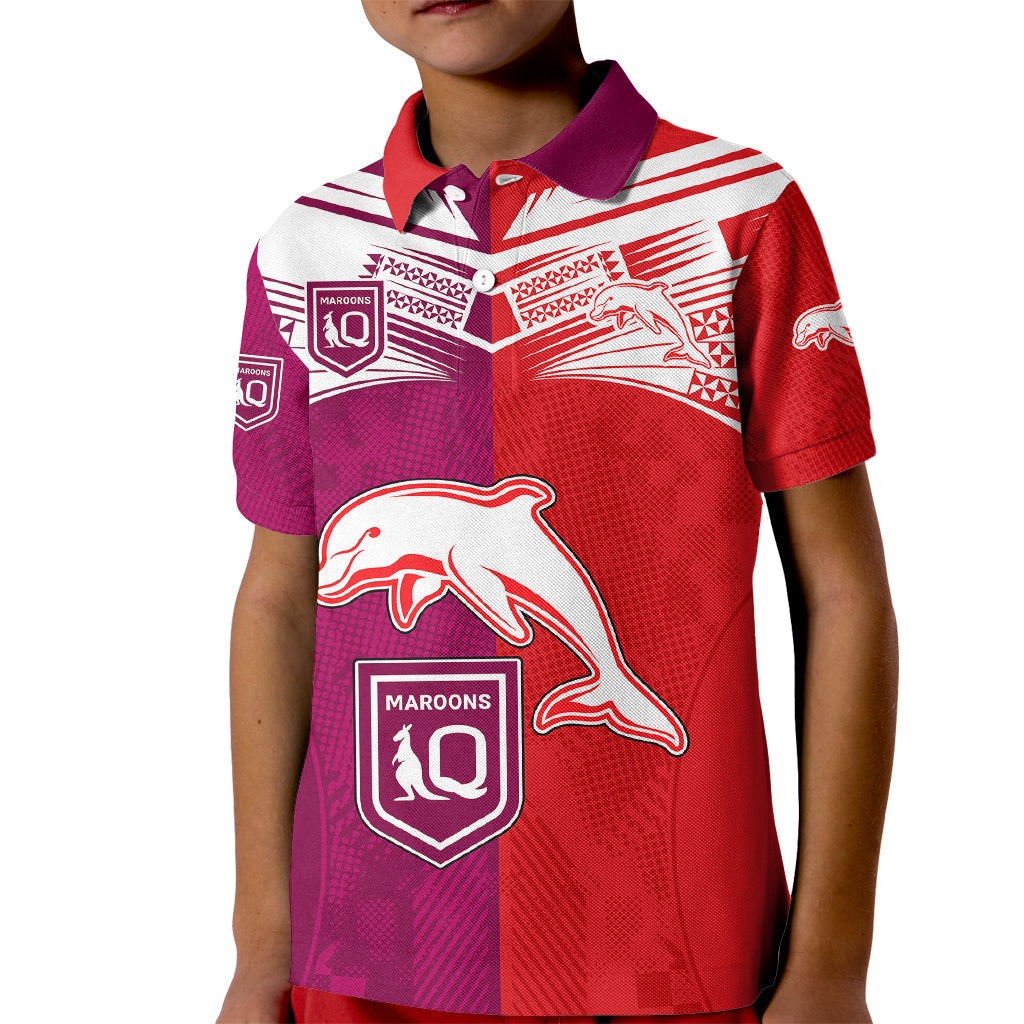 nrl-dolphins-combine-queensland-origin-kid-polo-shirt-sporty-style-2023