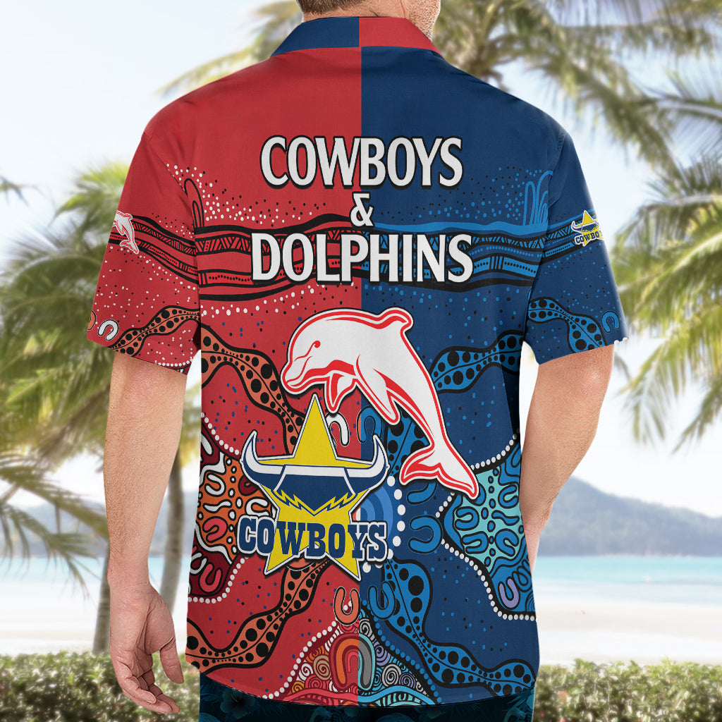 NRL Half Dolphins and Half Cowboys Rugby Hawaiian Shirt Aboriginal 2023 - Vibe Hoodie Shop