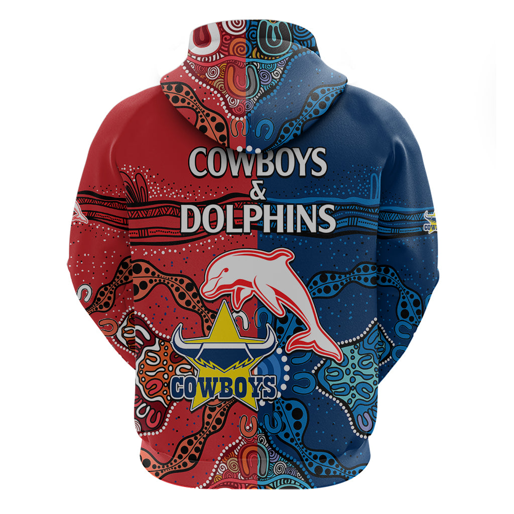 NRL Half Dolphins and Half Cowboys Rugby Hoodie Aboriginal 2023 LT9 - Vibe Hoodie Shop