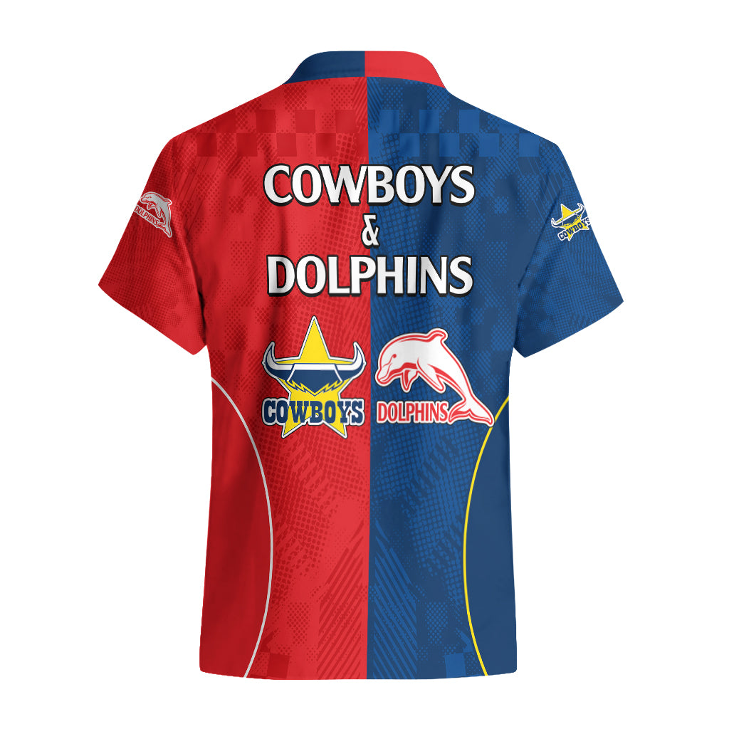 NRL Half Dolphins and Half Cowboys Rugby Hawaiian Shirt Sporty Style - Vibe Hoodie Shop