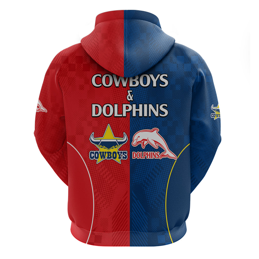 NRL Half Dolphins and Half Cowboys Rugby Hoodie Sporty Style LT9 - Vibe Hoodie Shop