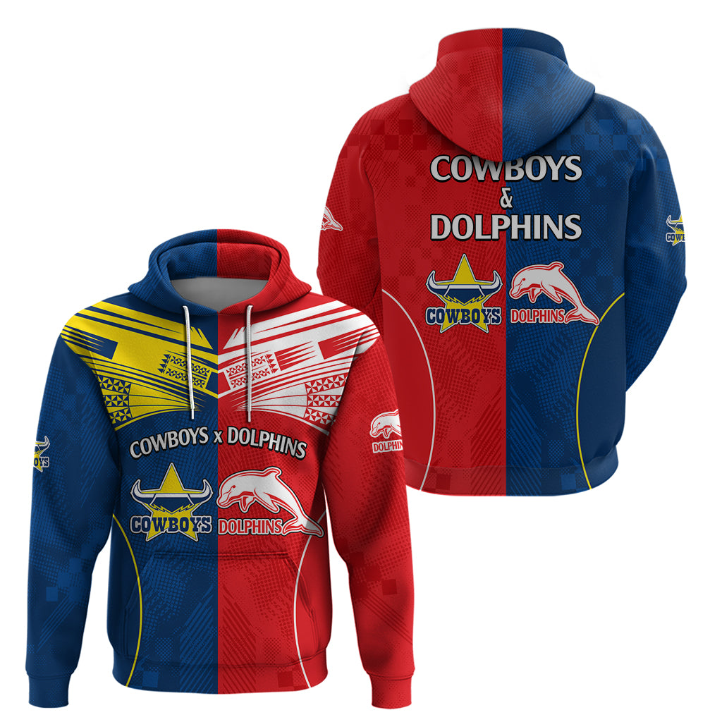 NRL Half Dolphins and Half Cowboys Rugby Hoodie Sporty Style LT9 - Vibe Hoodie Shop